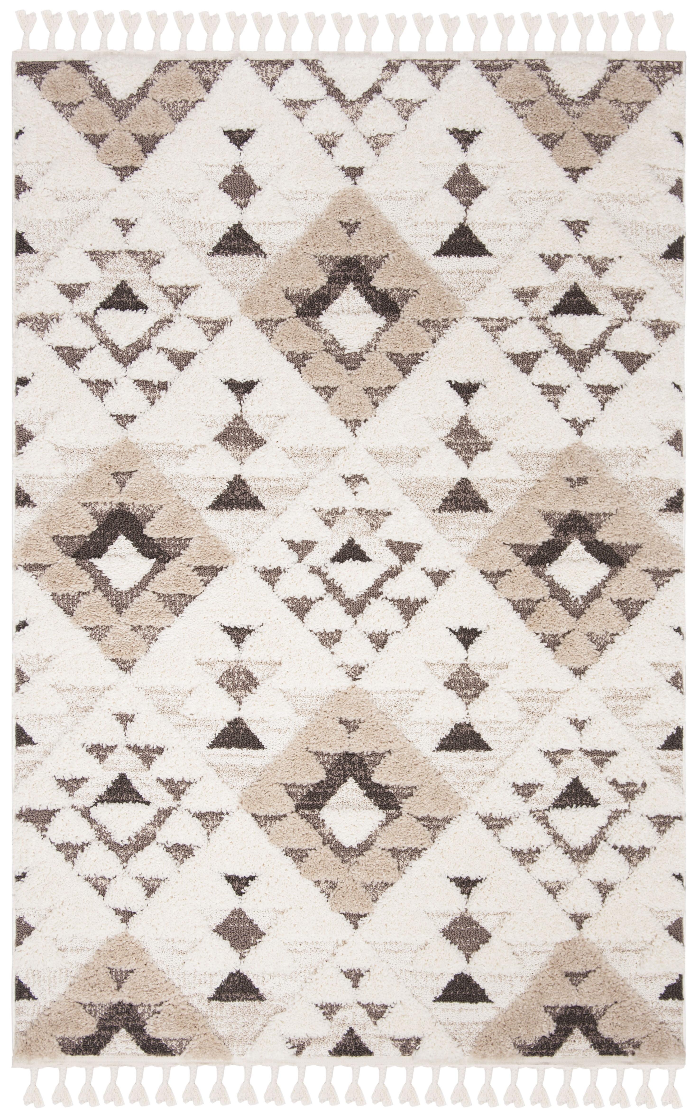 Moroccan Tassel Shag MTS688 Power Loomed Indoor Accent Rug - Ivory/Brown - 2'3"x4' - Safavieh