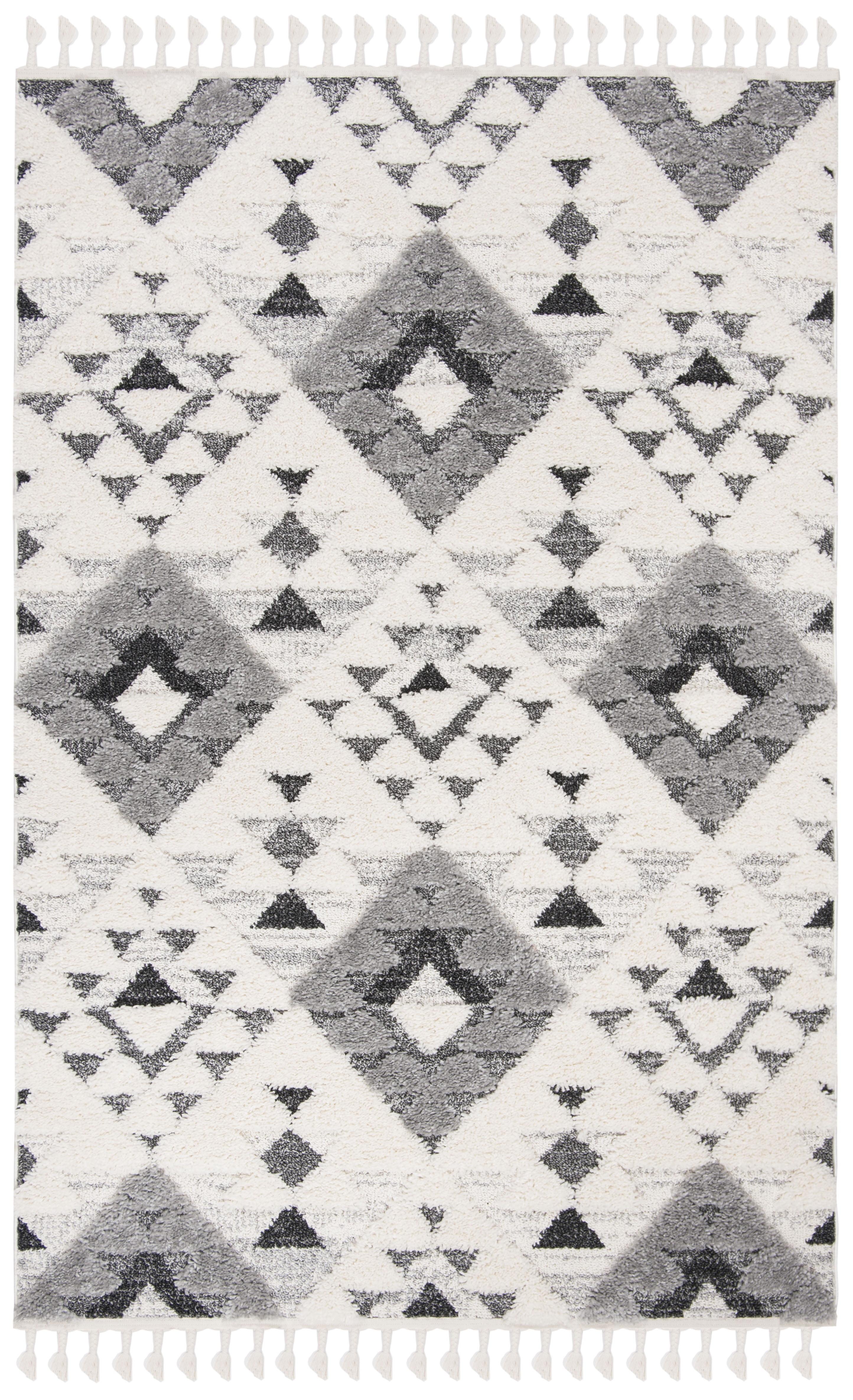 Moroccan Tassel Shag MTS688 Power Loomed Indoor Accent Rug - Ivory/Grey - 2'3"x4' - Safavieh
