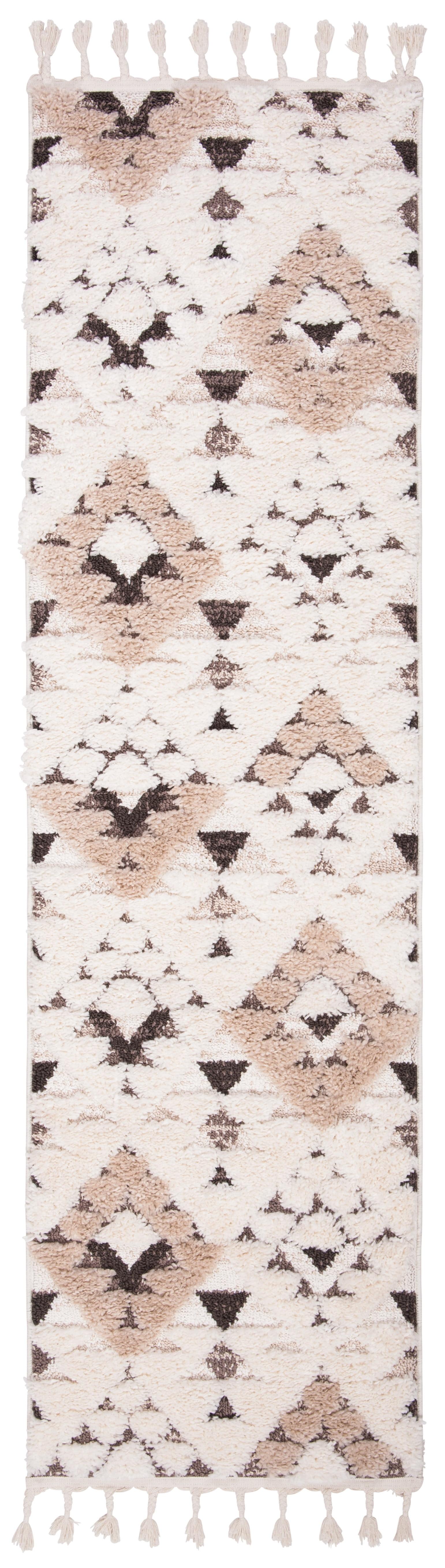 Moroccan Tassel Shag MTS688 Power Loomed Indoor Runner Rug - Ivory/Brown - 2'3"x20' - Safavieh