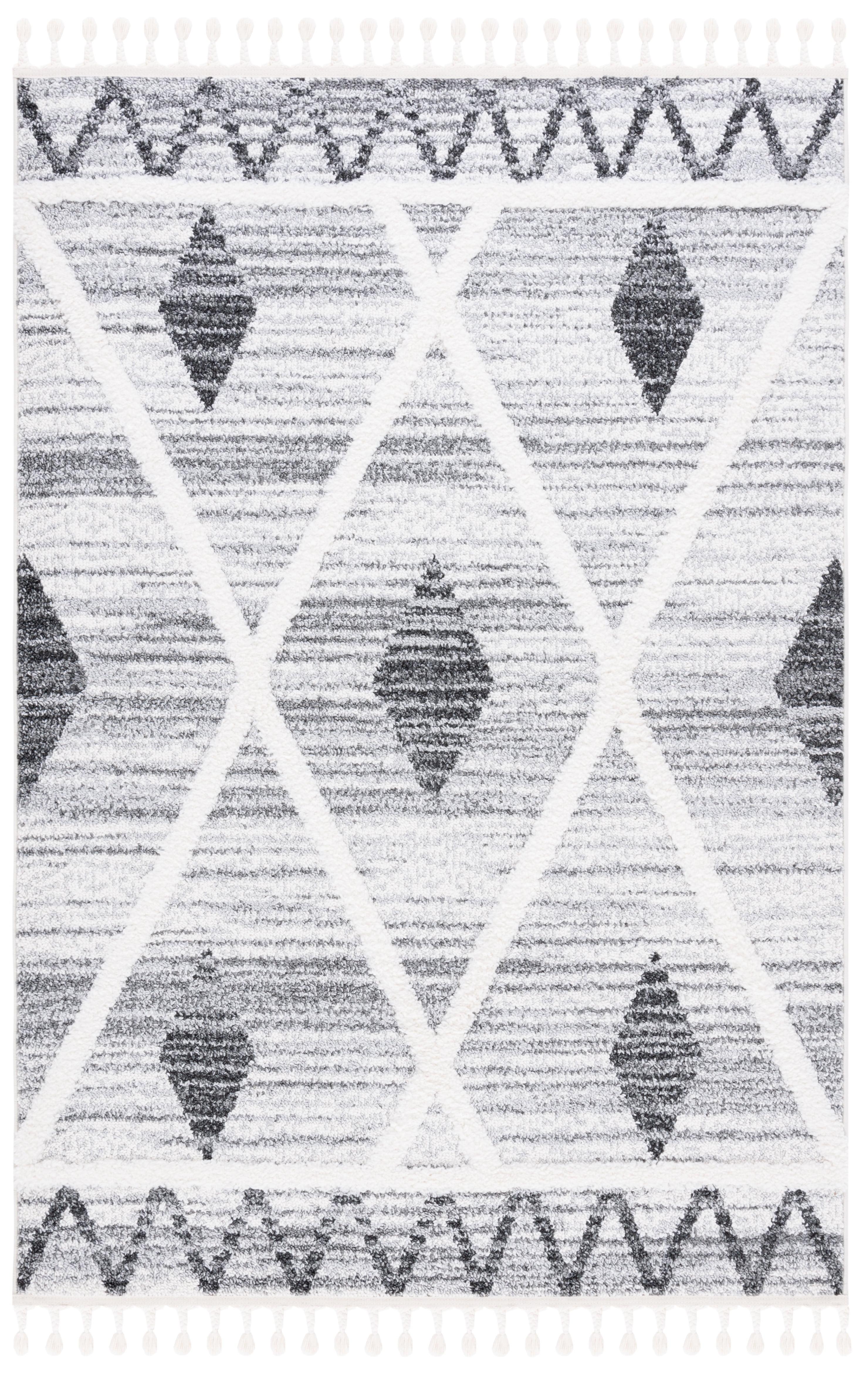 Moroccan Tassel Shag MTS642 Power Loomed Area Rug - Gray/Ivory - 8'x10' - Safavieh.