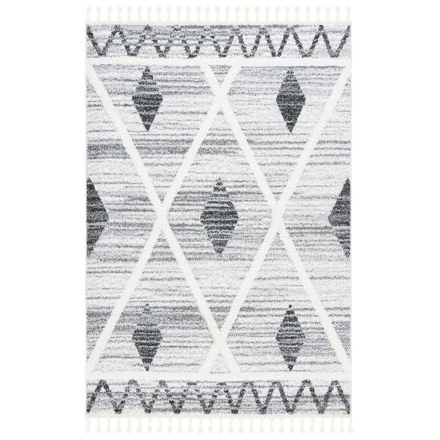 Moroccan Tassel Shag MTS642 Power Loomed Area Rug - Gray/Ivory - 8'x10' - Safavieh.