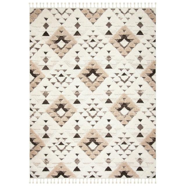 Moroccan Tassel Shag MTS688 Power Loomed Indoor Area Rug - Ivory/Brown - 9'x12' - Safavieh
