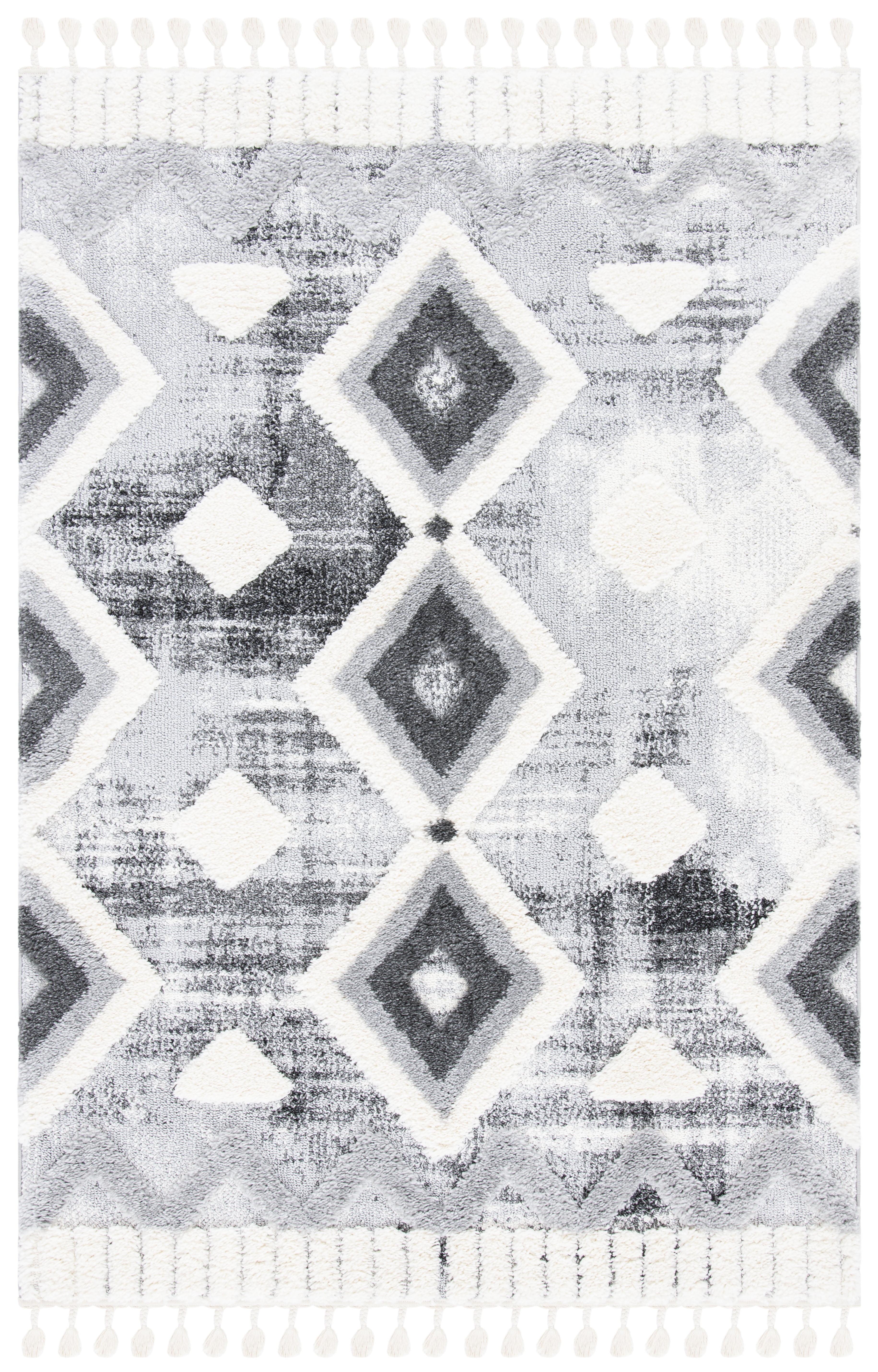 Gray Diamond Shag Synthetic Rectangular Area Rug