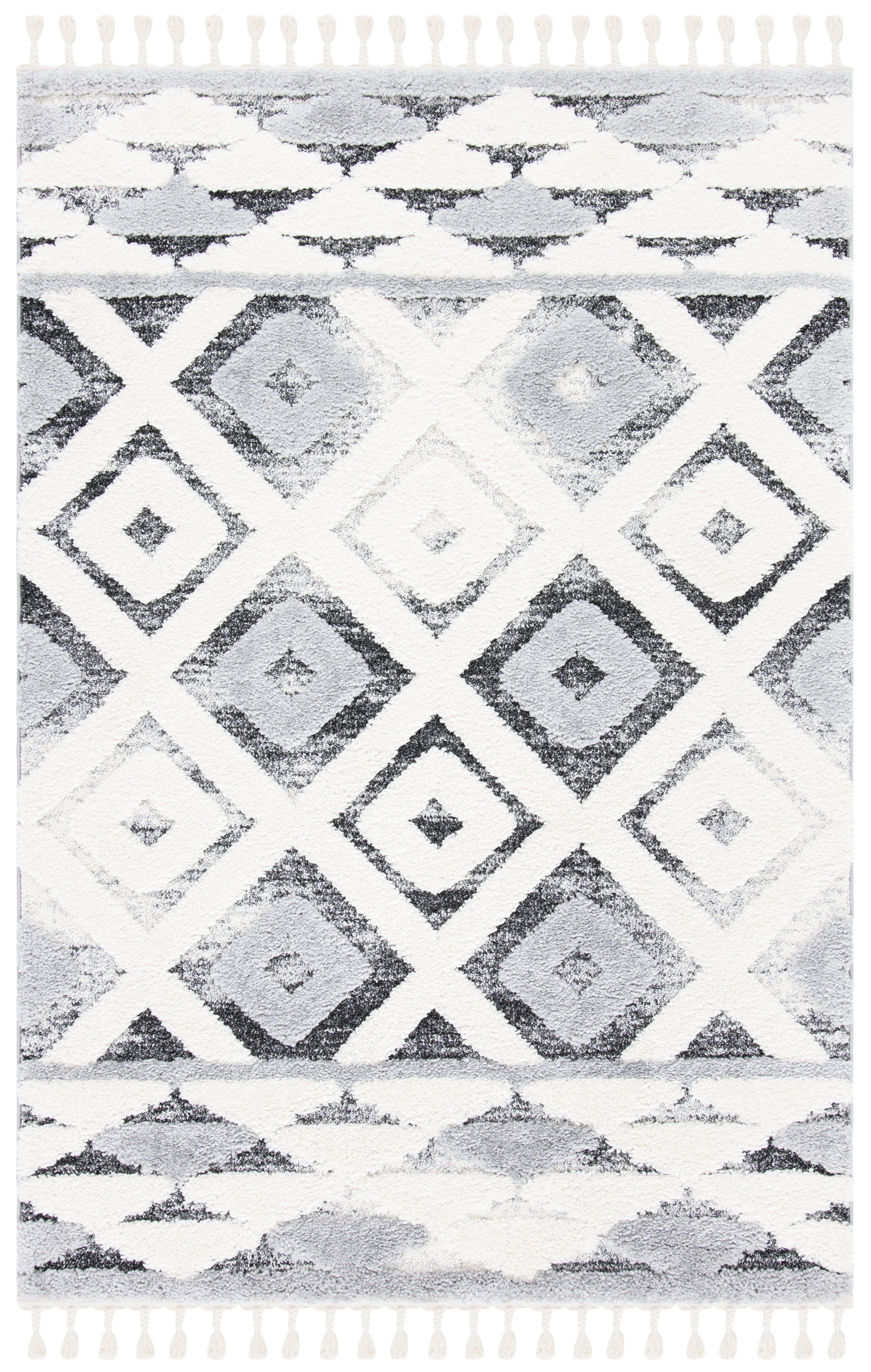 Gray Diamond Shag Synthetic 4' x 6' Area Rug