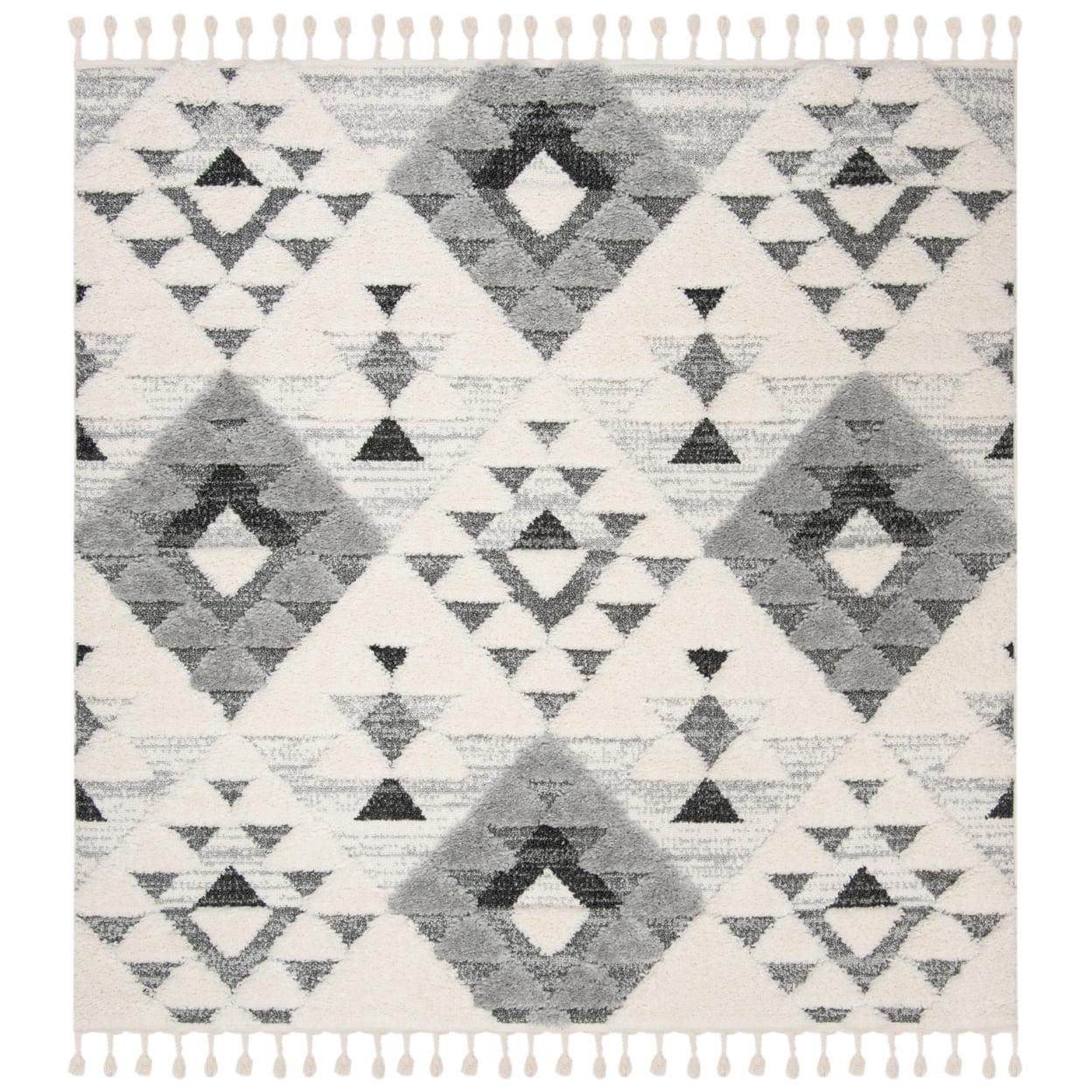 SAFAVIEH Moroccan Tassel Shag MTS688F Ivory / Grey Rug