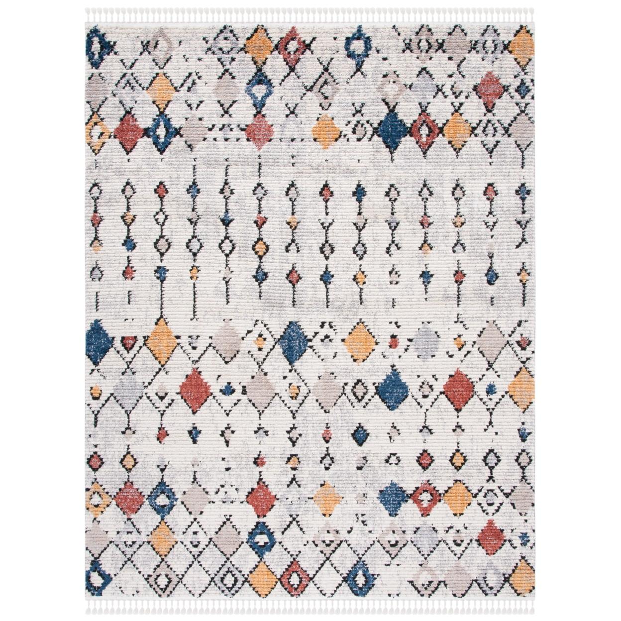 Bohemian Chic Gray Diamond Hand-Knotted 9' x 12' Area Rug