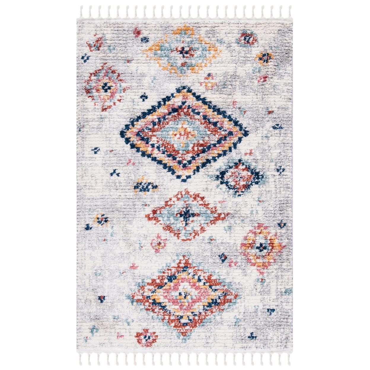 Ivory Diamond Hand-Knotted 4'x6' Synthetic Area Rug