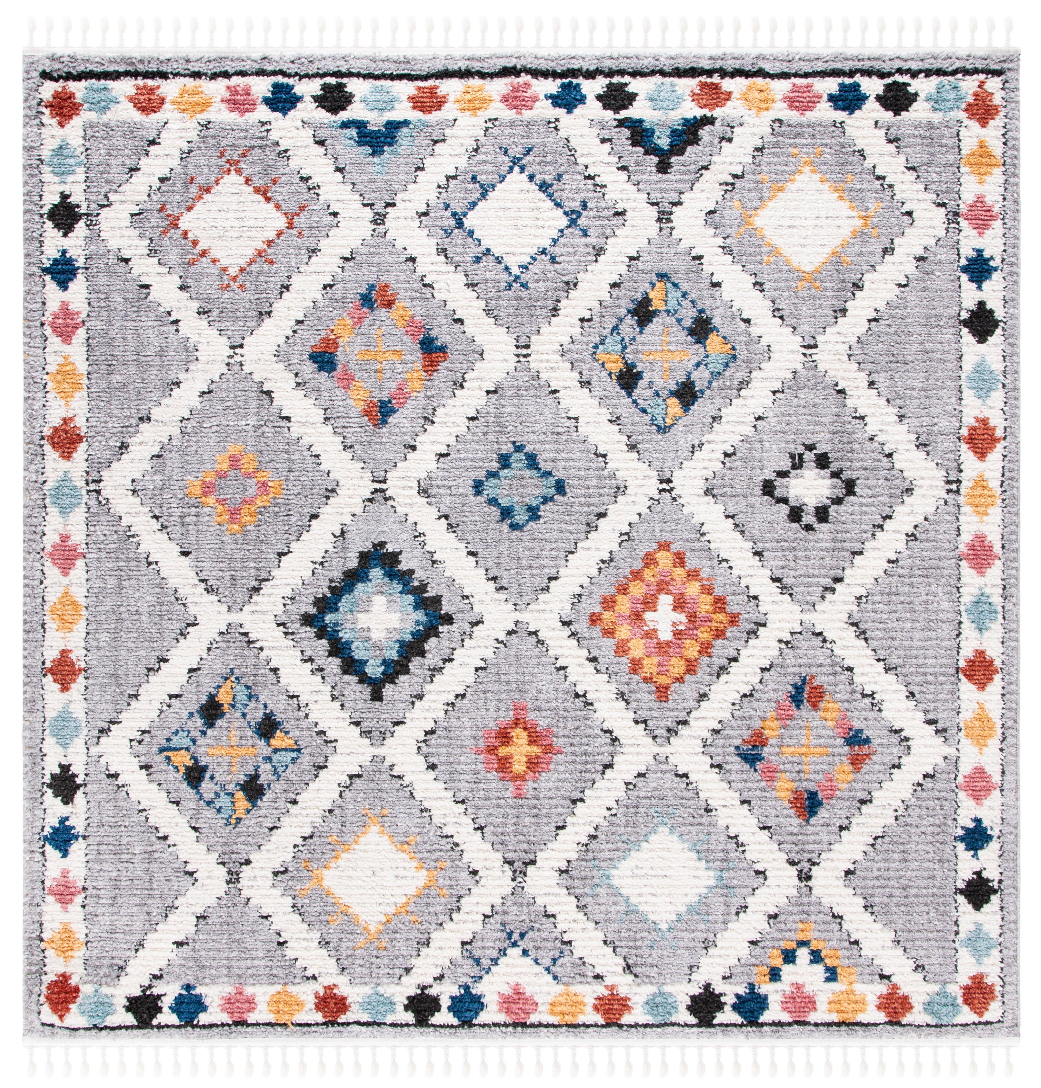 Morocco MRC965 Power Loomed Area Rug - Grey/Multi - 3'x3' - Safavieh.