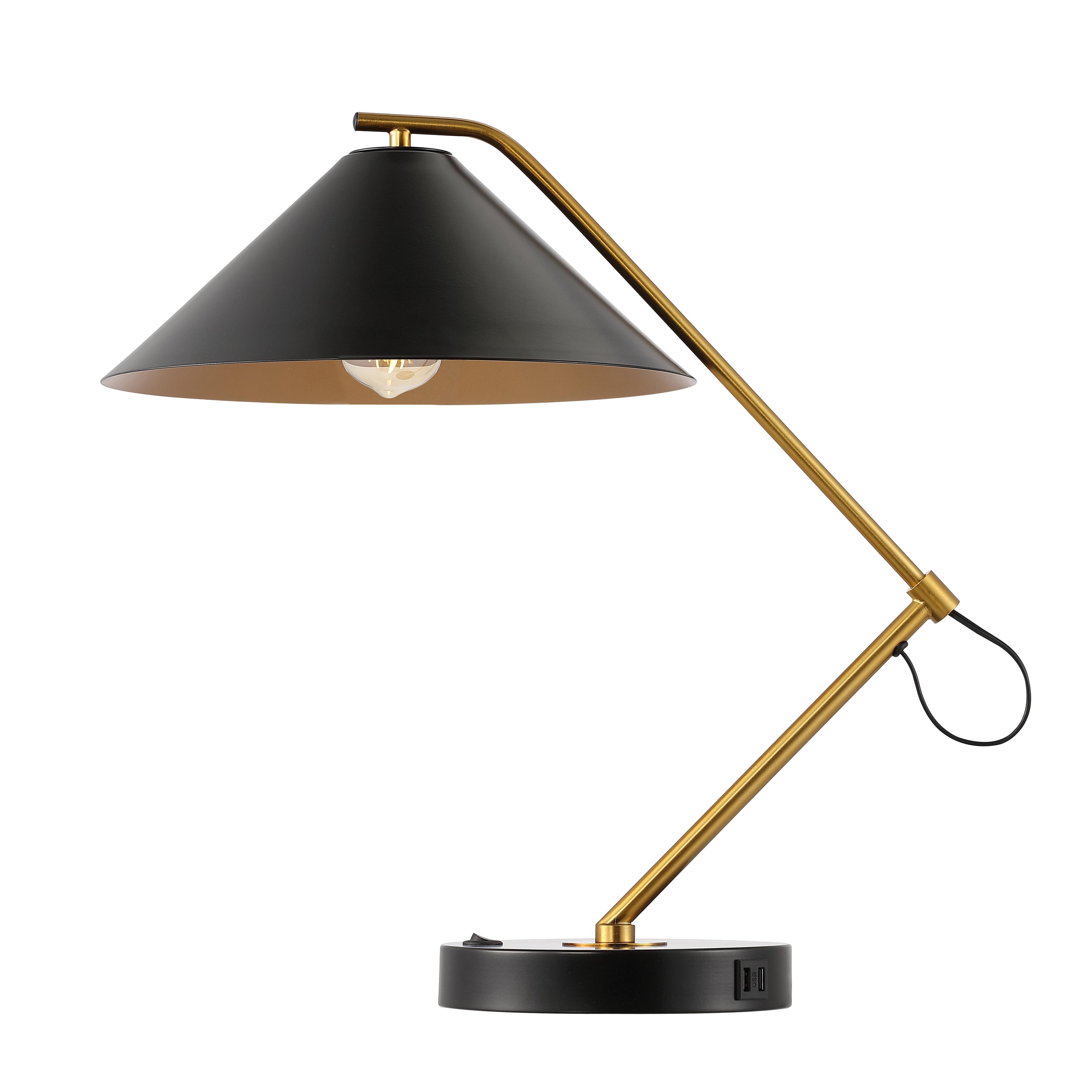 Moseby Table Lamp W/ USB Port - 21 Inch Height - TBL4459 - Black/Brass - Safavieh