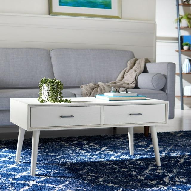 Mozart Mid-Century Coffee Table - Distressed White - Safavieh
