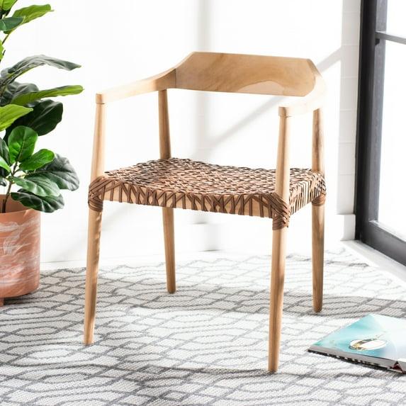 Munro Leather Woven Accent Chair - ACH1005 - Natural/Light Honey - Safavieh