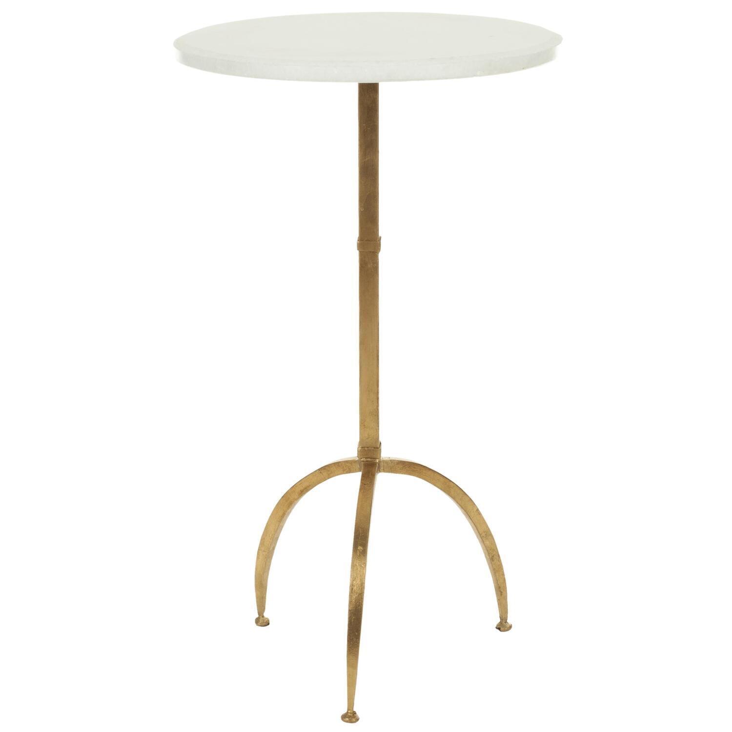 Elegant Myrna Gold and White Granite Round Accent Table