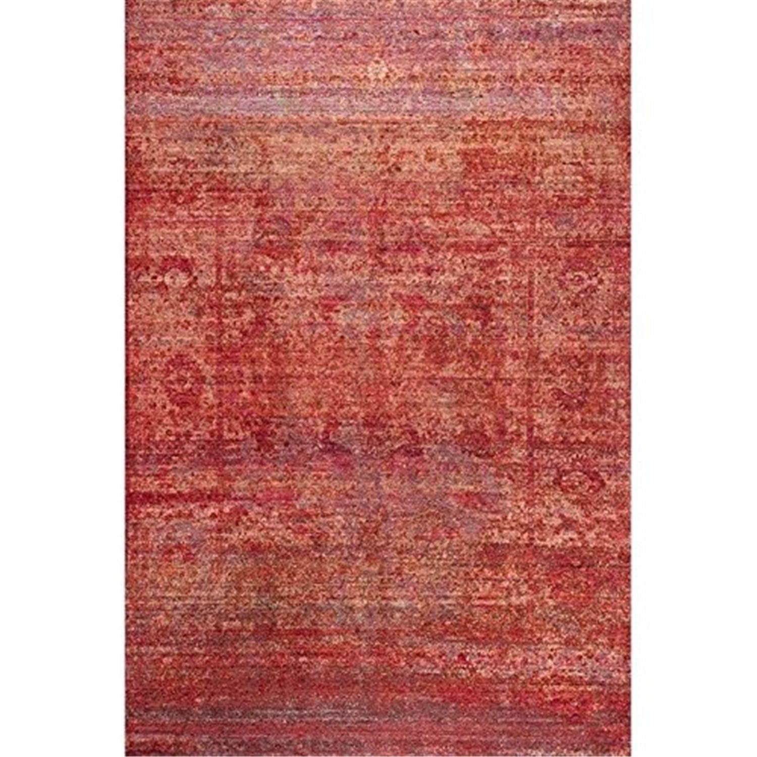 Rust and Multicolor Washable Synthetic 4' x 6' Area Rug