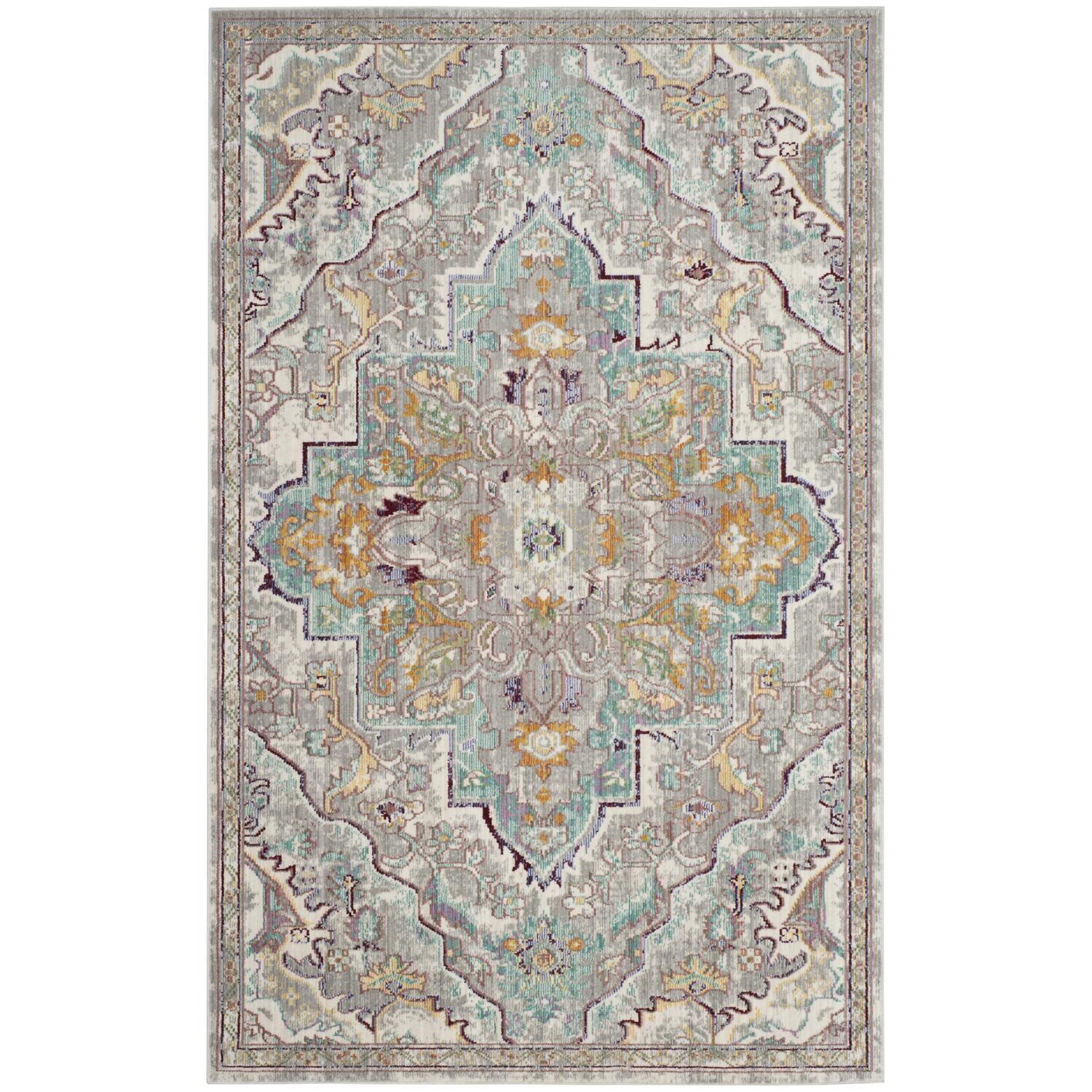 Mystique MYS921 Power Loomed Indoor Area Rug - Grey/Light Blue - 4'x6' - Safavieh.