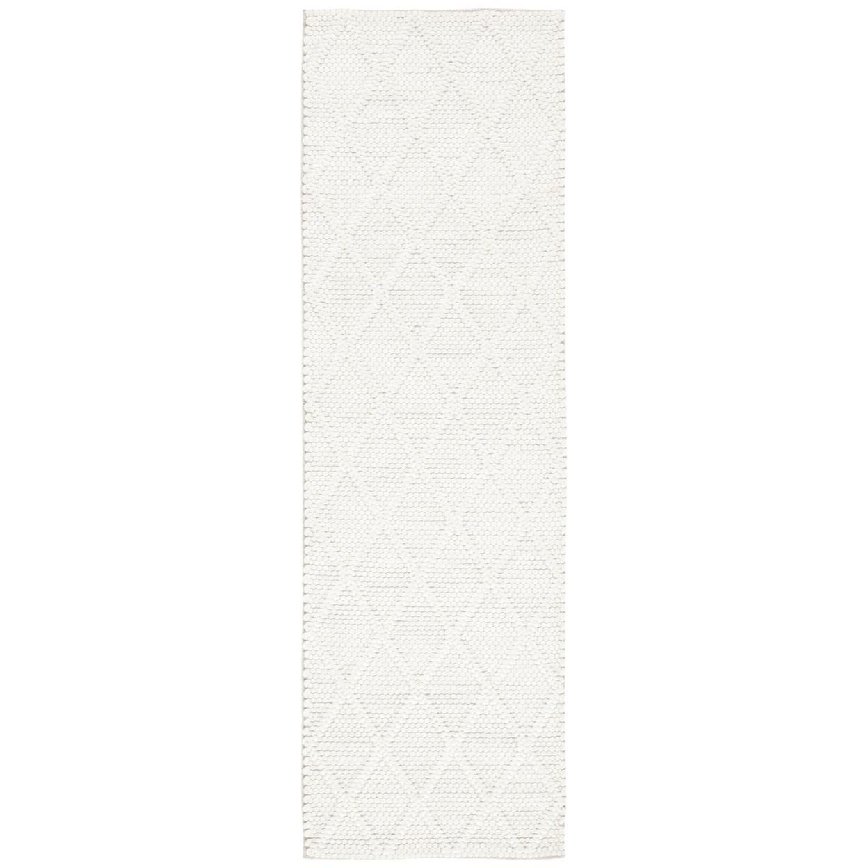 Ivory Elegance Hand-Tufted Wool Runner Rug - 27" x 14"