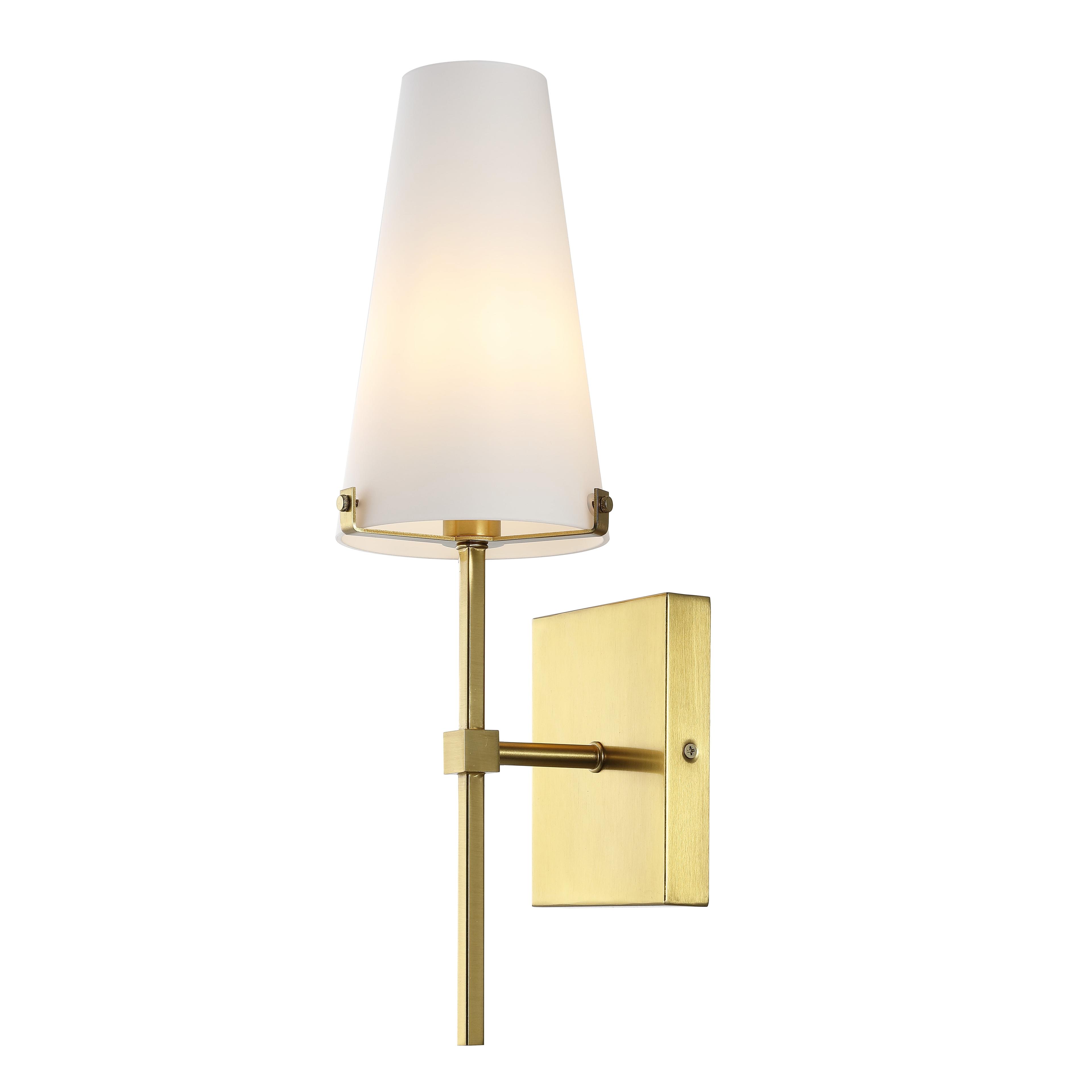 Nanda Brass Gold Iron Wall Sconce with White Shade