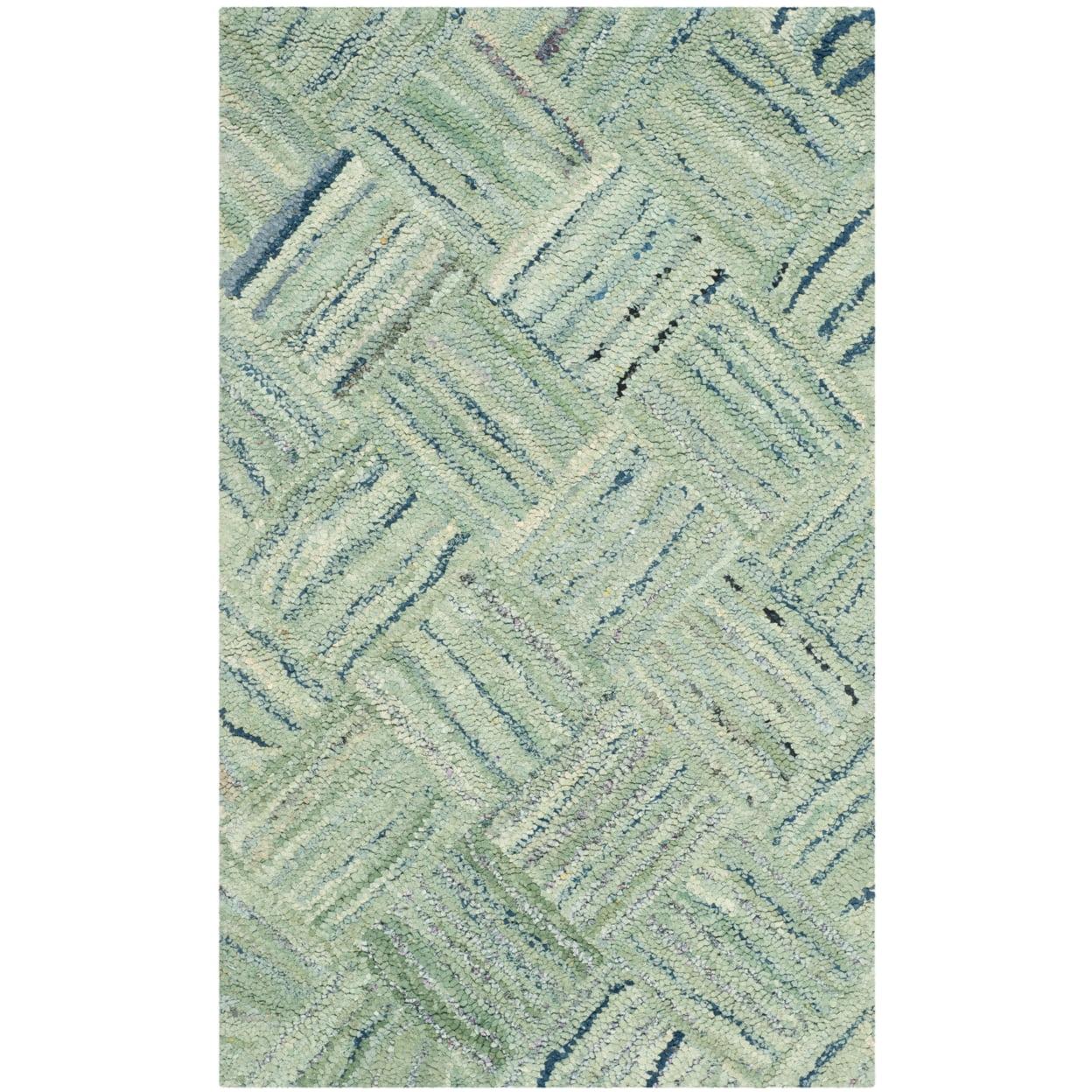 Handmade Nantucket Cotton Accent Rug 2' x 3' - Green & Multi