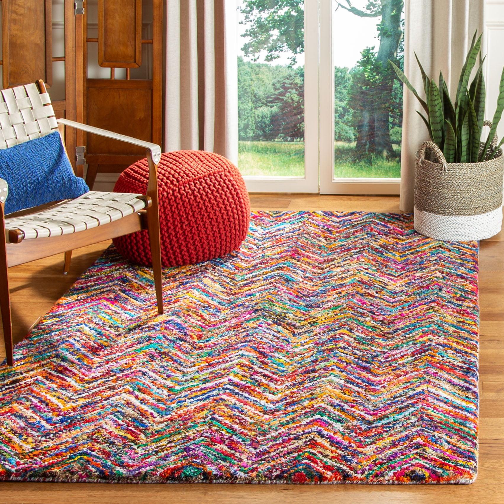 Handmade Multicolor Tufted Cotton Area Rug