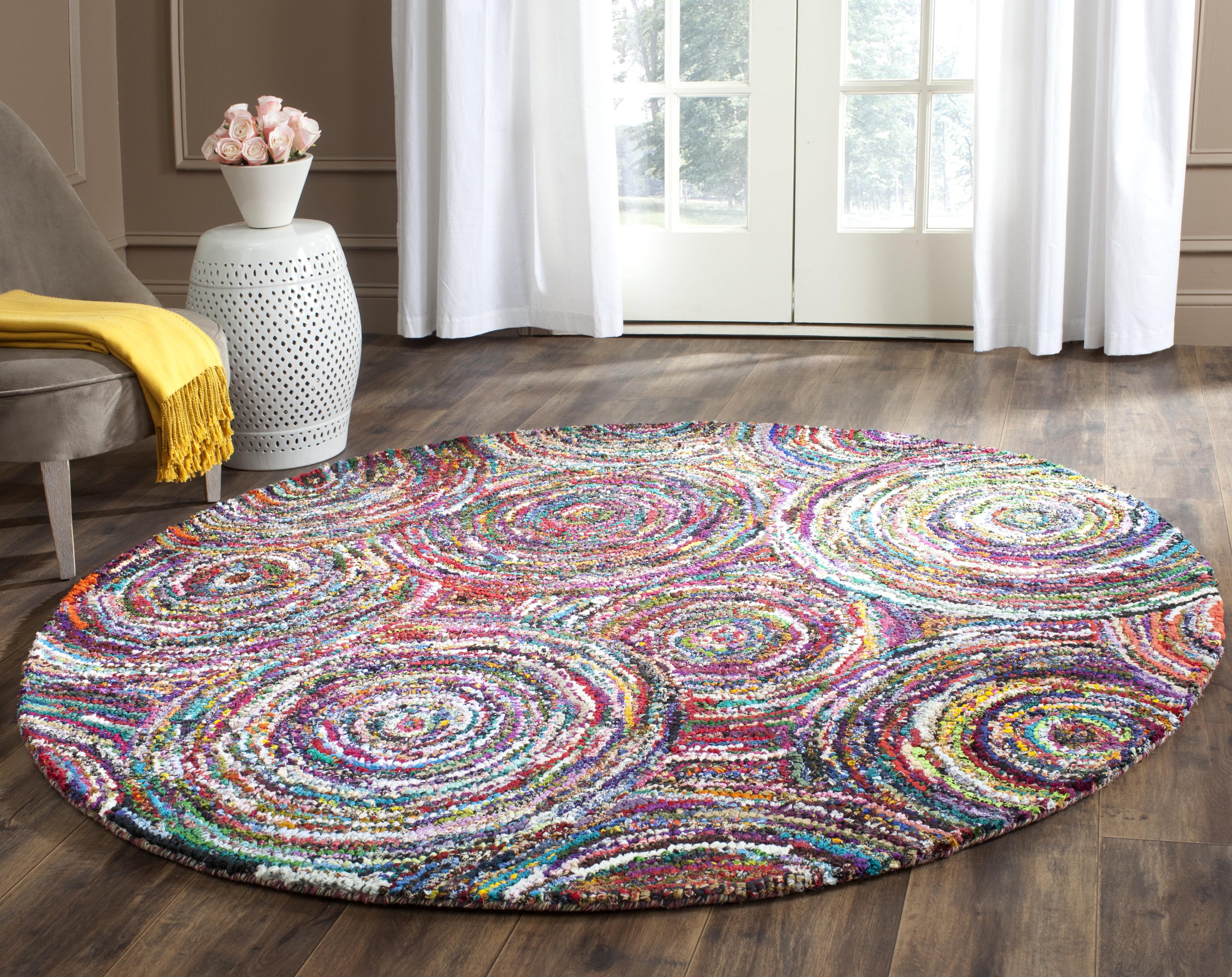 Nantucket NAN514 Hand Tufted Indoor Area Rug - Multi - 4' Round - Safavieh.