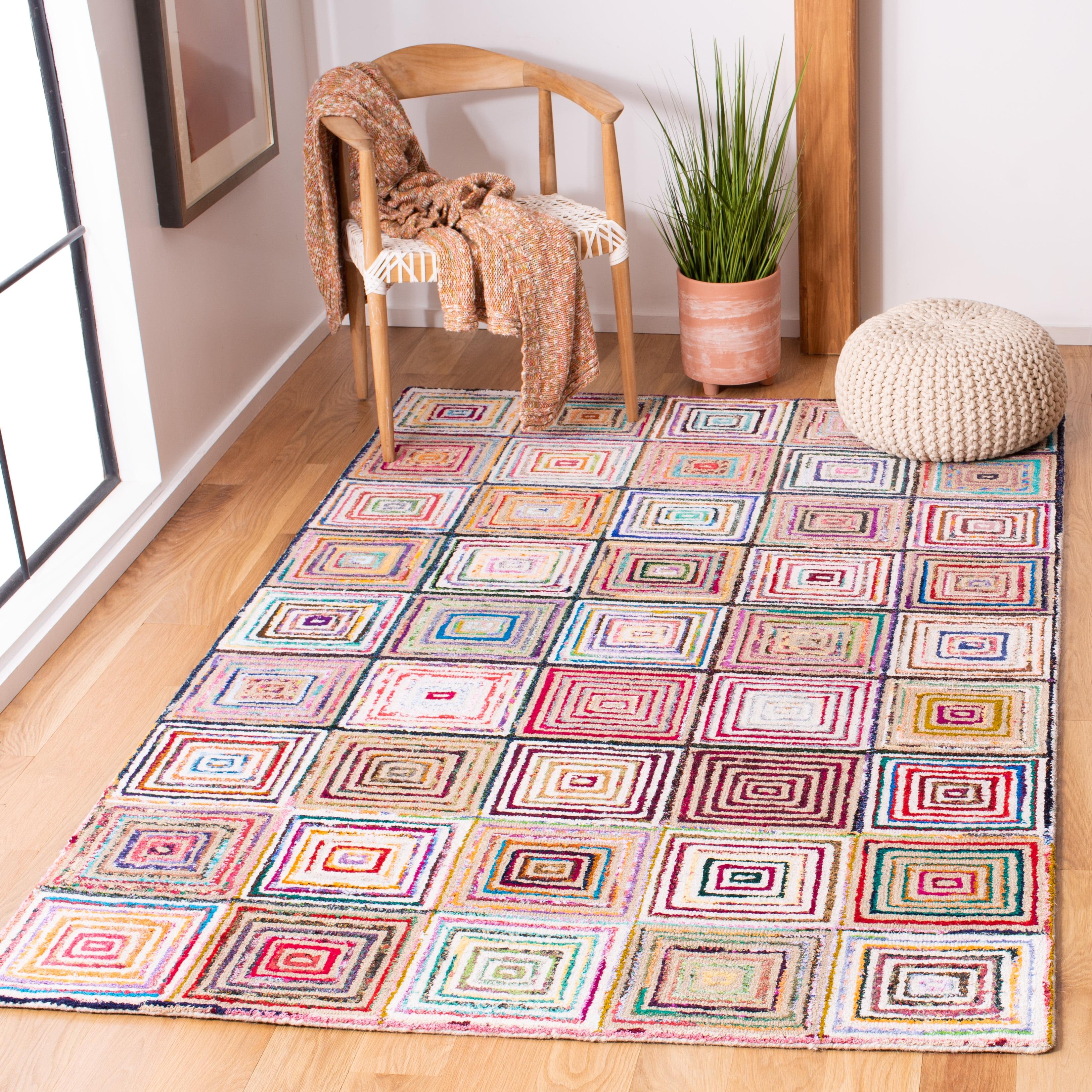 Handmade Multicolor Wool and Cotton Tufted Round Rug