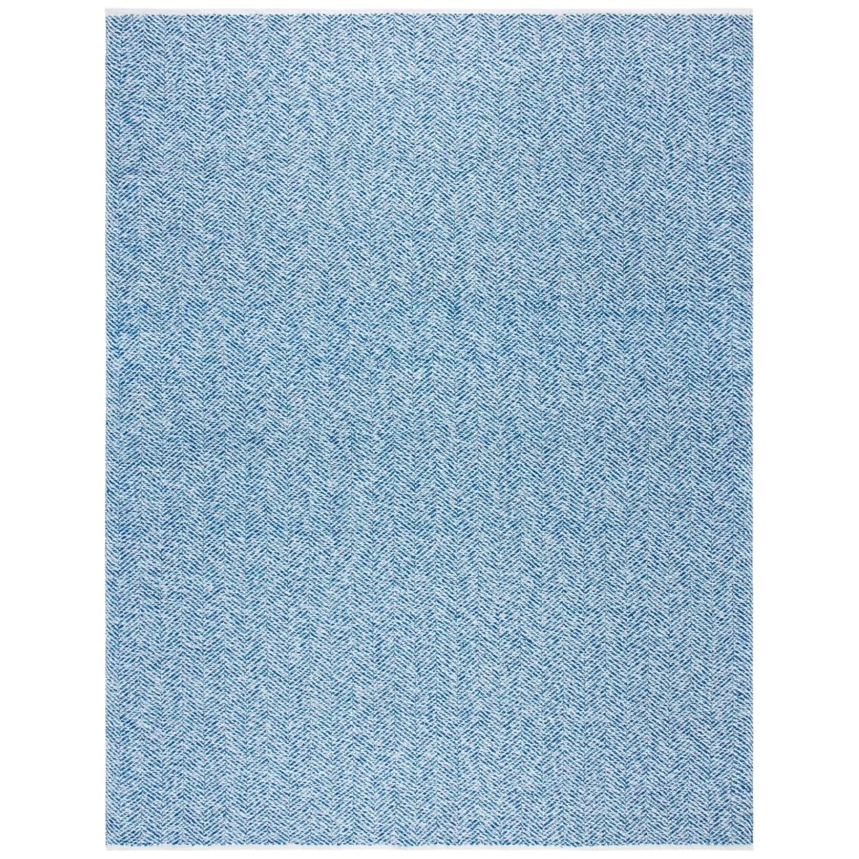 Handmade Blue Cotton and Synthetic Tufted Reversible Rug, 9' x 12'