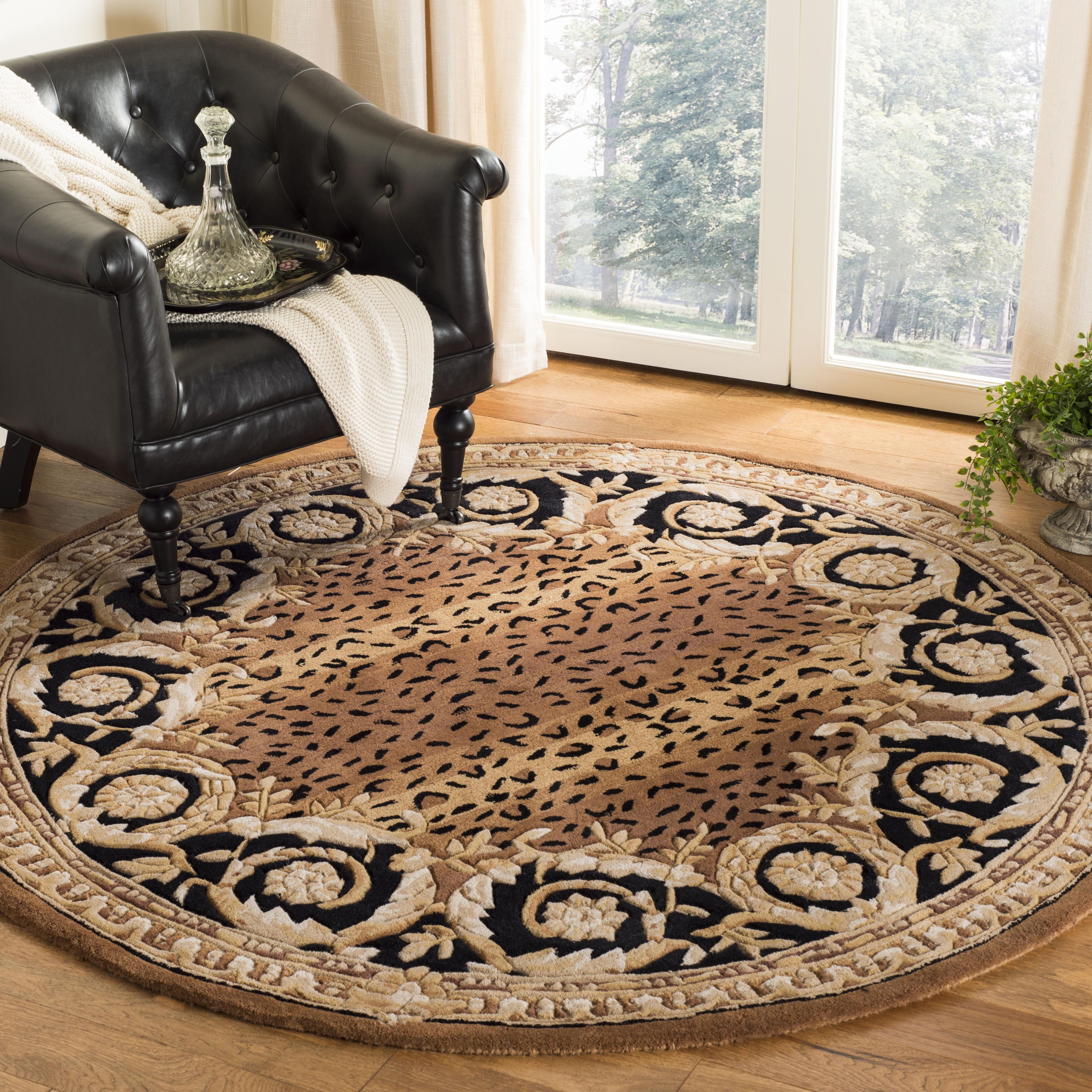 Handmade Black Wool Tufted Round Area Rug, 6' x 6'