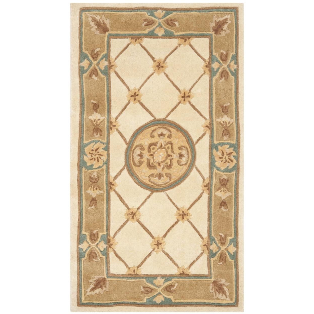 Ivory and Caramel Handmade Wool Tufted Area Rug, 2'6" x 4'6"