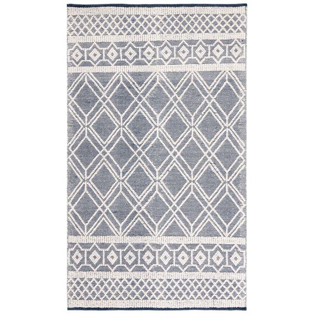 Natura NAT826 Hand Woven Area Rug - Ivory/Navy - 4'x6' - Safavieh.