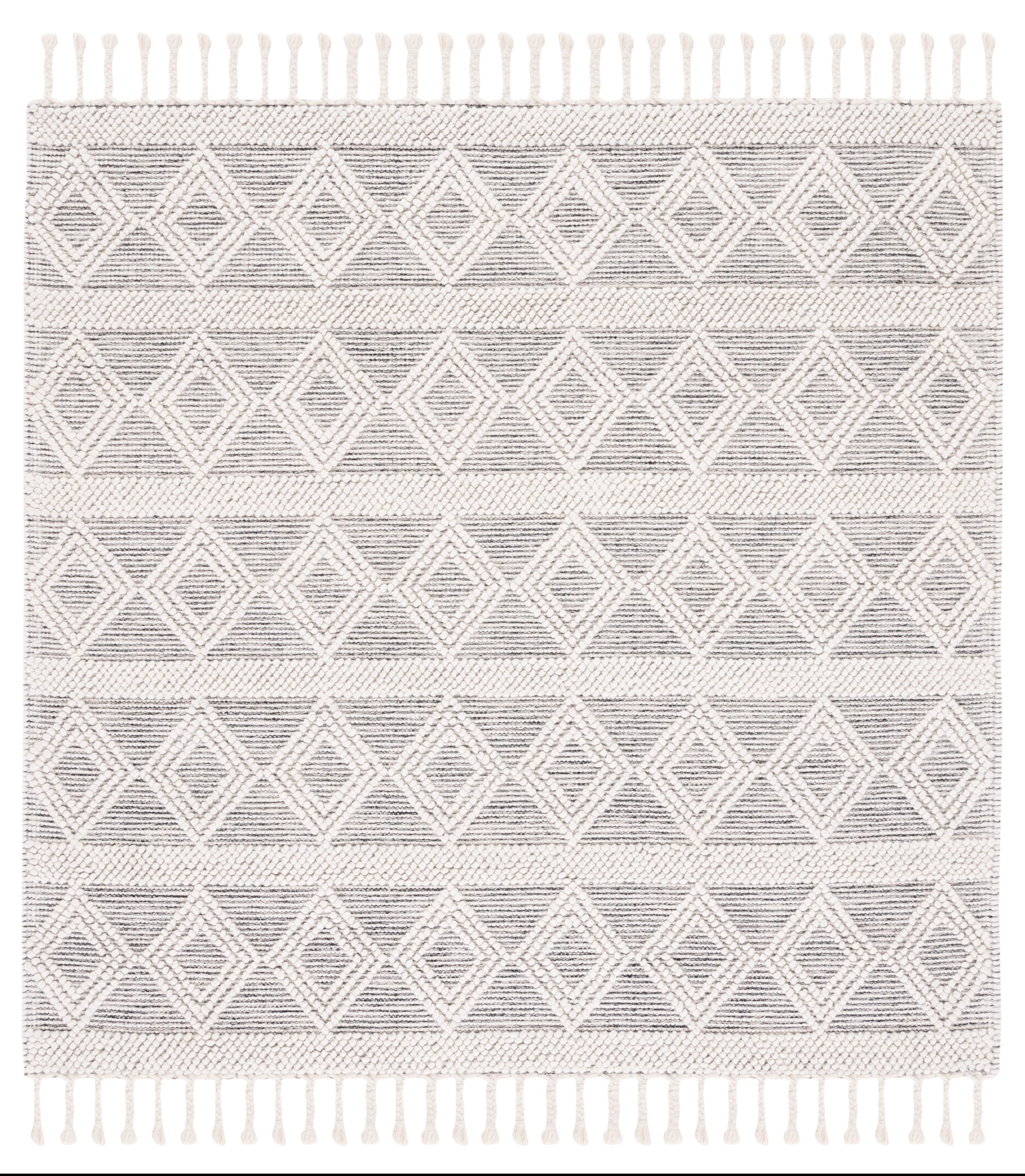 Natura NAT307 Power Loomed Area Rug - Ivory/Black - 6'x6' - Safavieh.