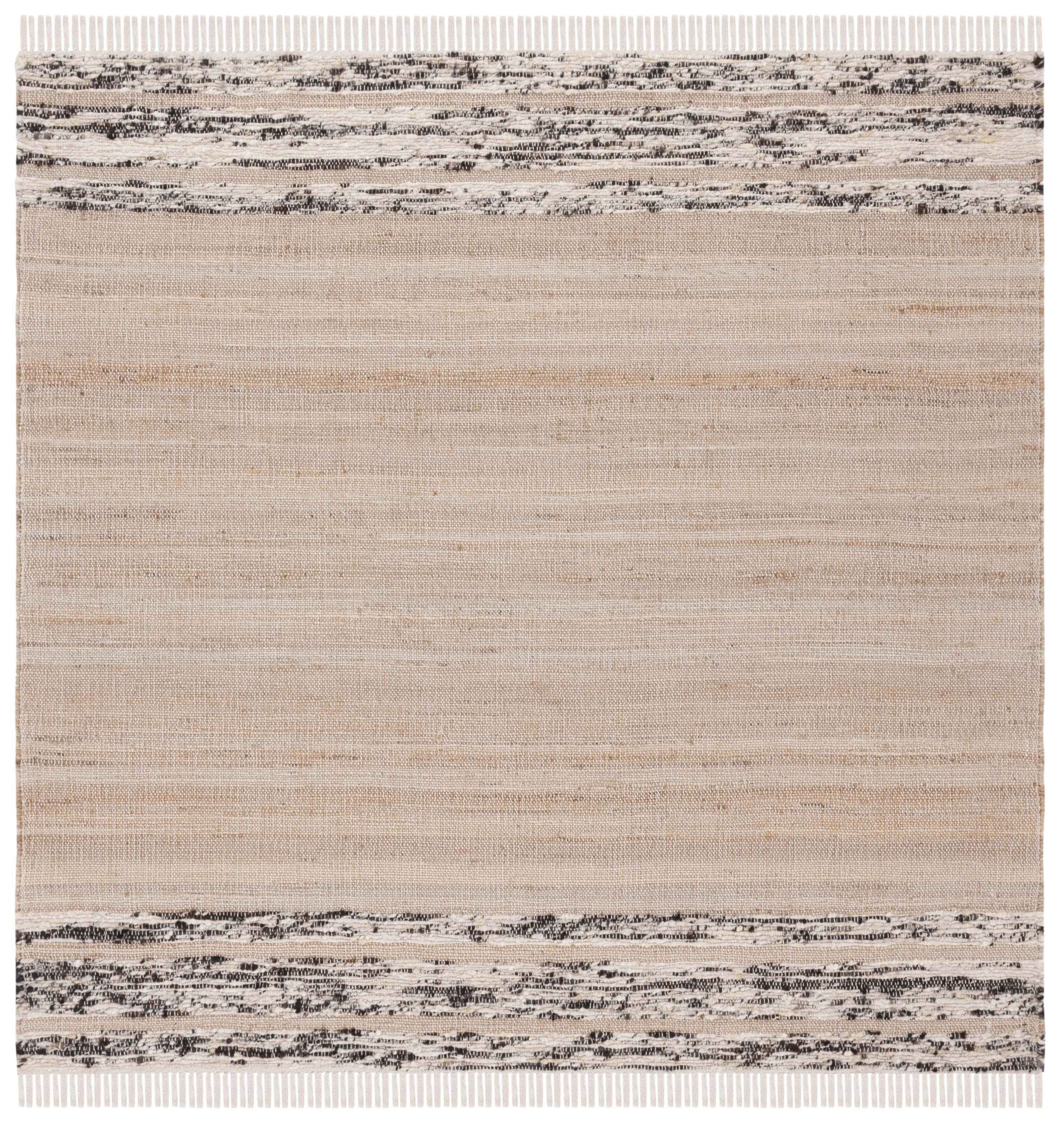 Natura NAT871 Hand Woven Area Rug - Natural/Black - 6'x6' - Safavieh.