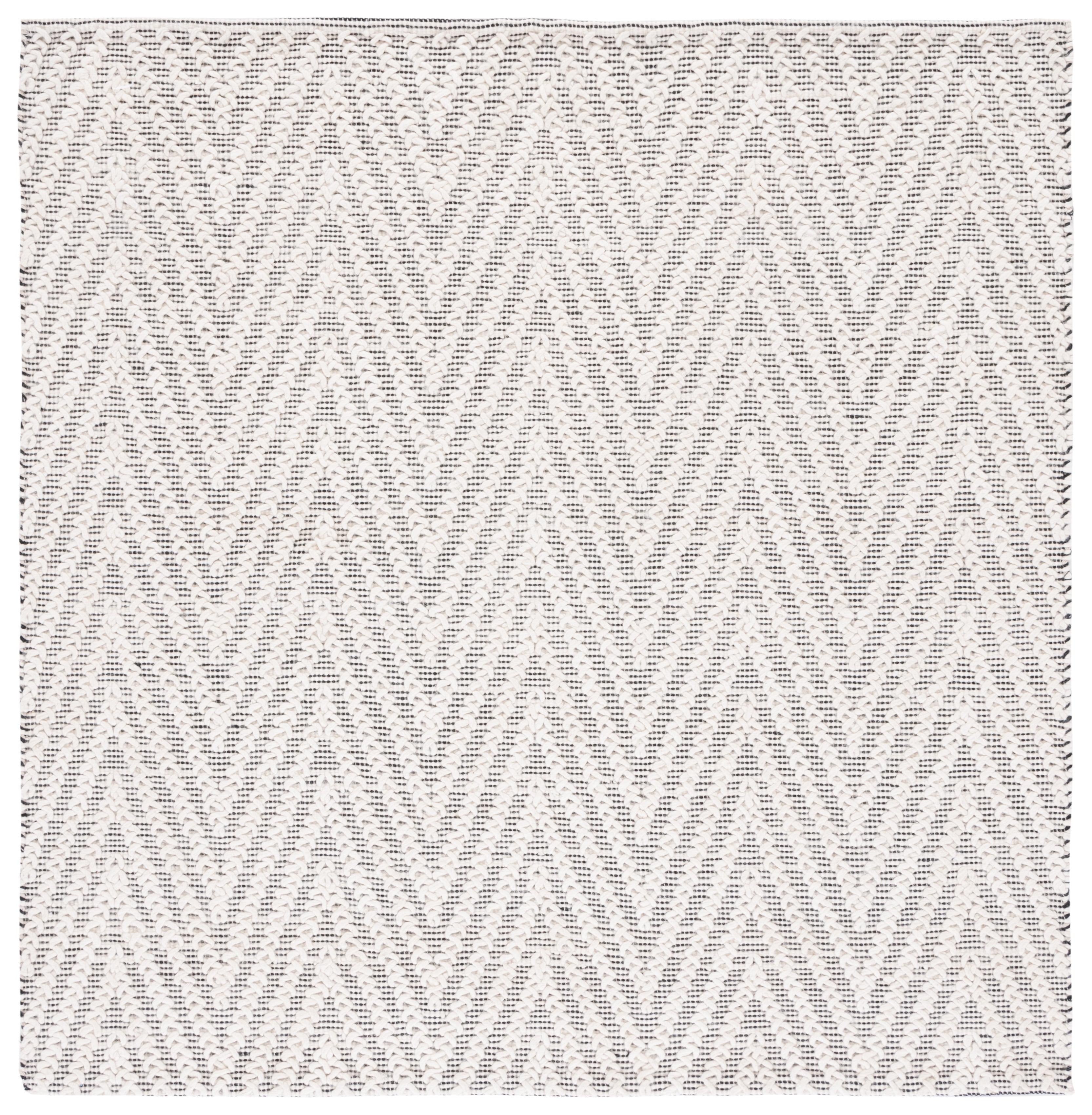 Natura NAT277 Flat Weave Indoor Area Rug - Ivory/Black - 6'x6' - Safavieh