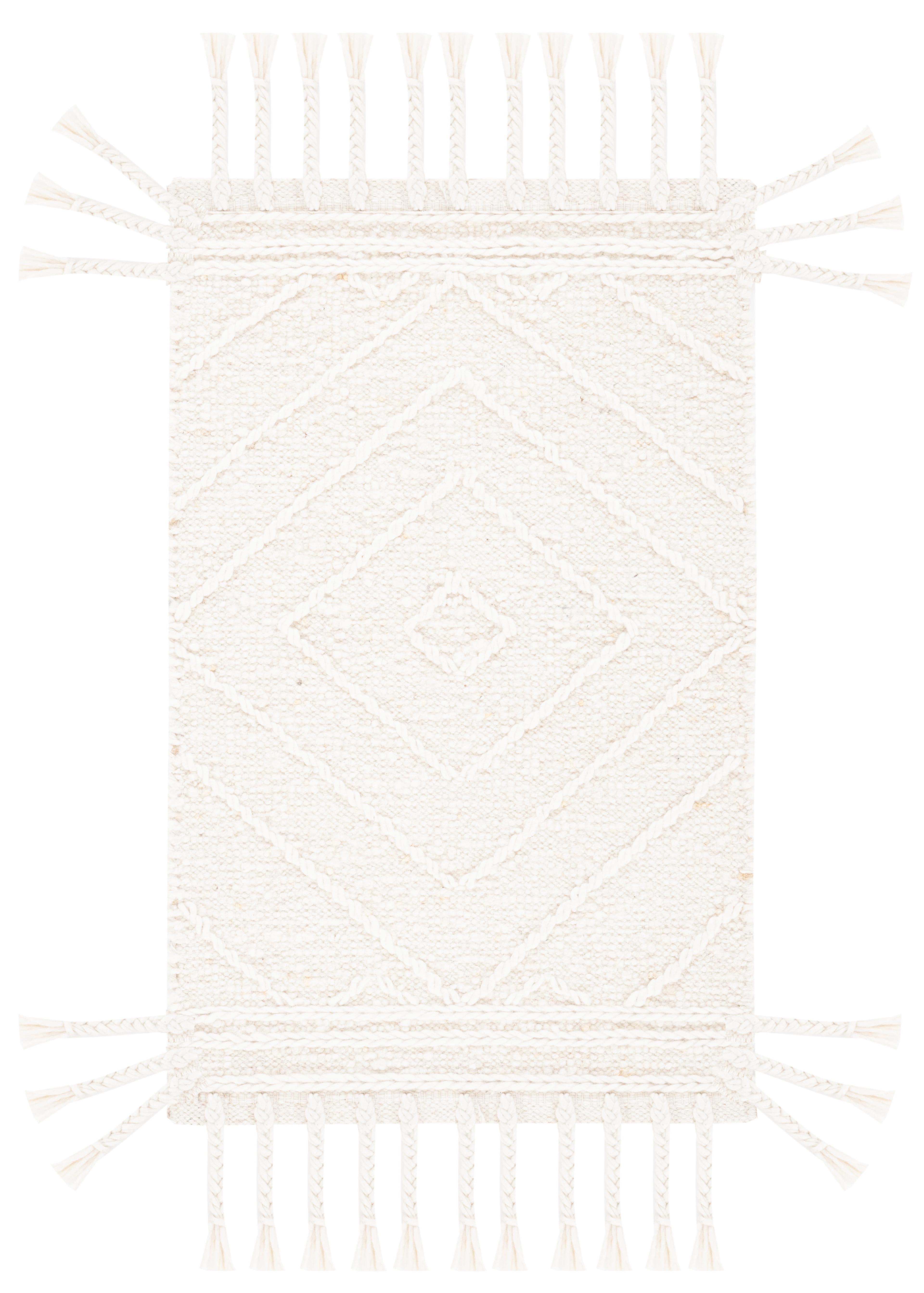 Ivory Hand Woven Wool and Chenille Area Rug 2' x 3'