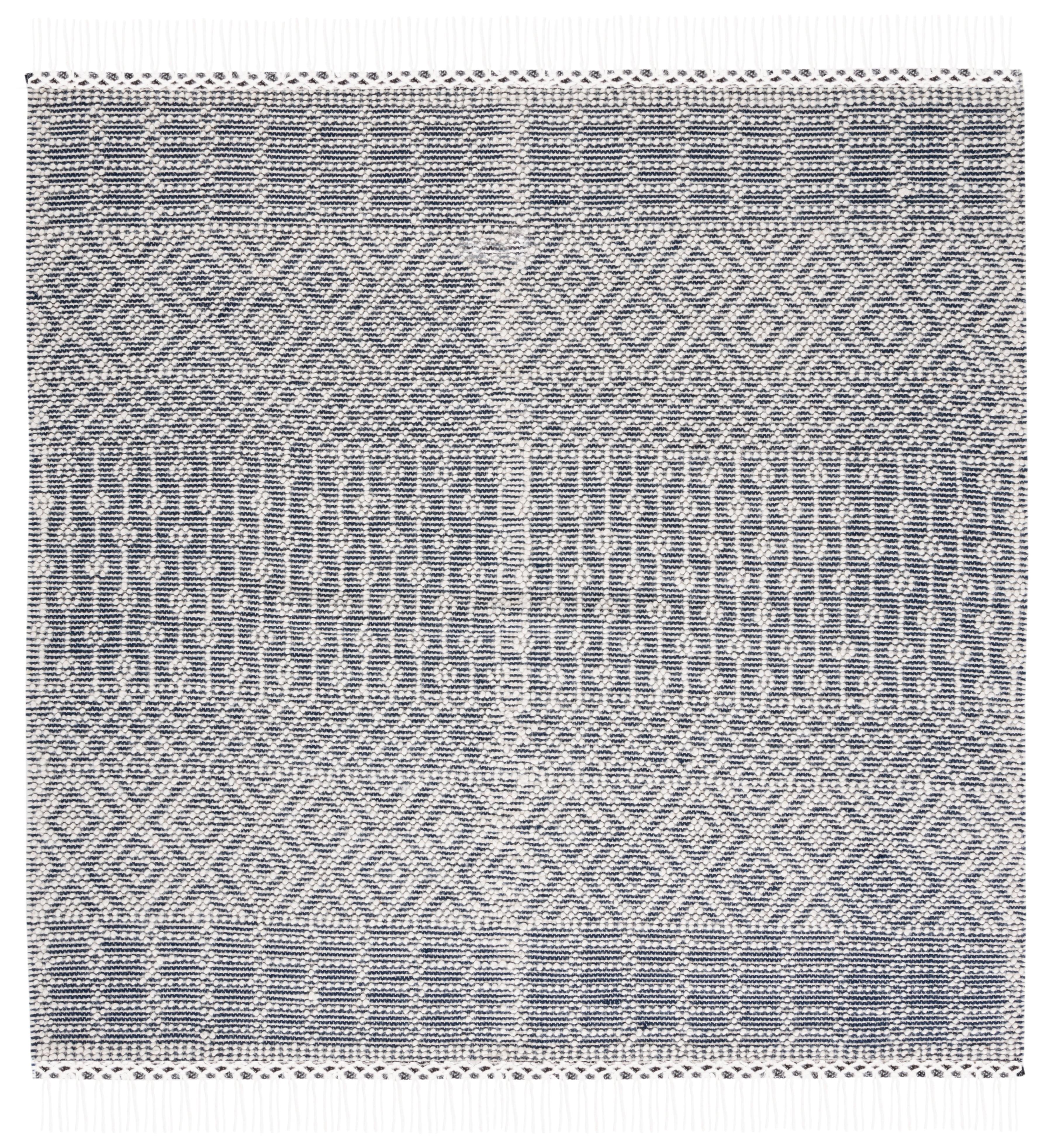 Natura NAT852 Hand Loomed Indoor Area Rug - Ivory/Navy - 8'x8' - Safavieh