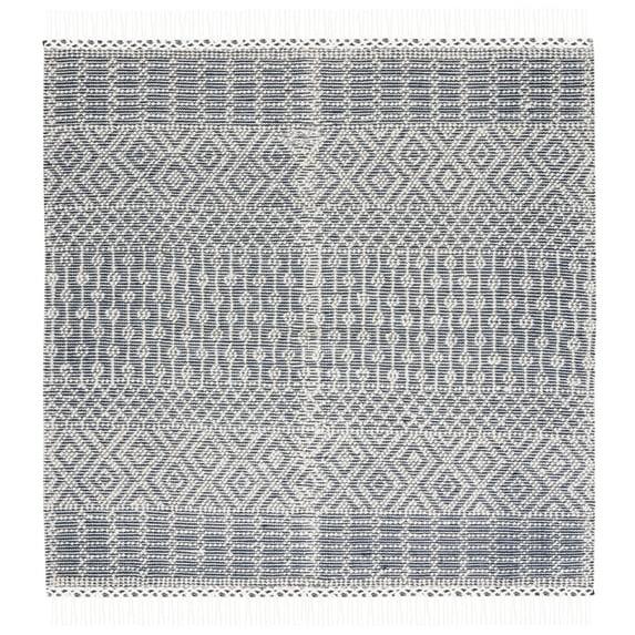 Natura NAT852 Hand Loomed Indoor Area Rug - Ivory/Navy - 8'x8' - Safavieh