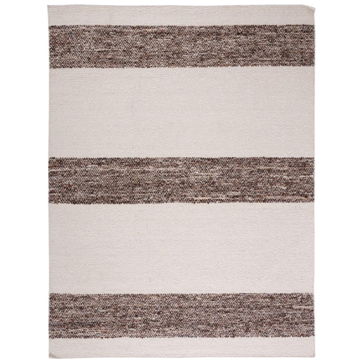 Red Barrel Studio® Natura Hand Woven Wool/Cotton Rug in Brown/Ivory