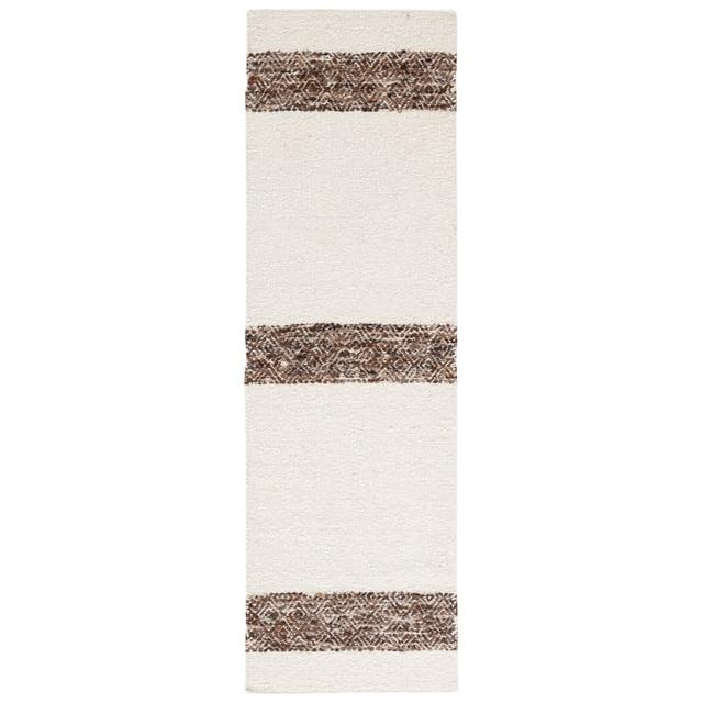 Red Barrel Studio® Natura Hand Woven Wool/Cotton Rug in Brown/Ivory