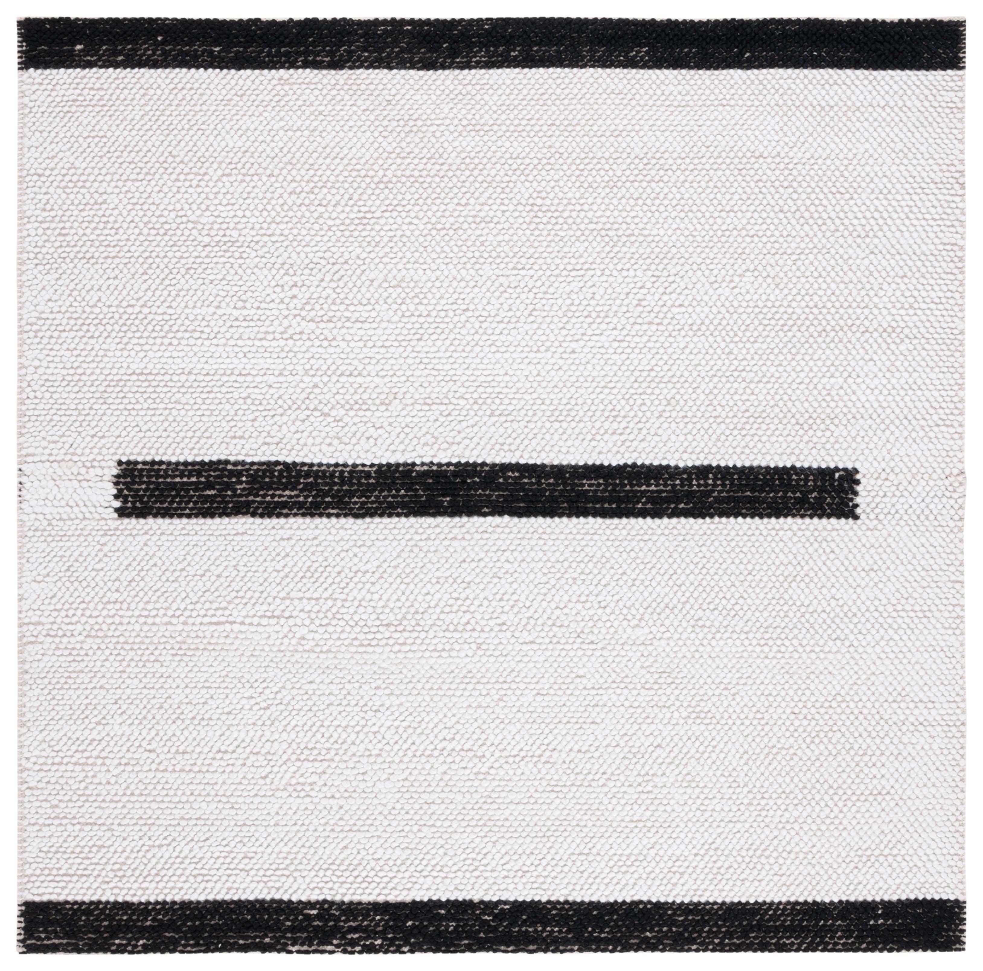 Natura NAT324 Flat Weave Indoor Area Rug - Ivory/Black - 6'x6' - Safavieh