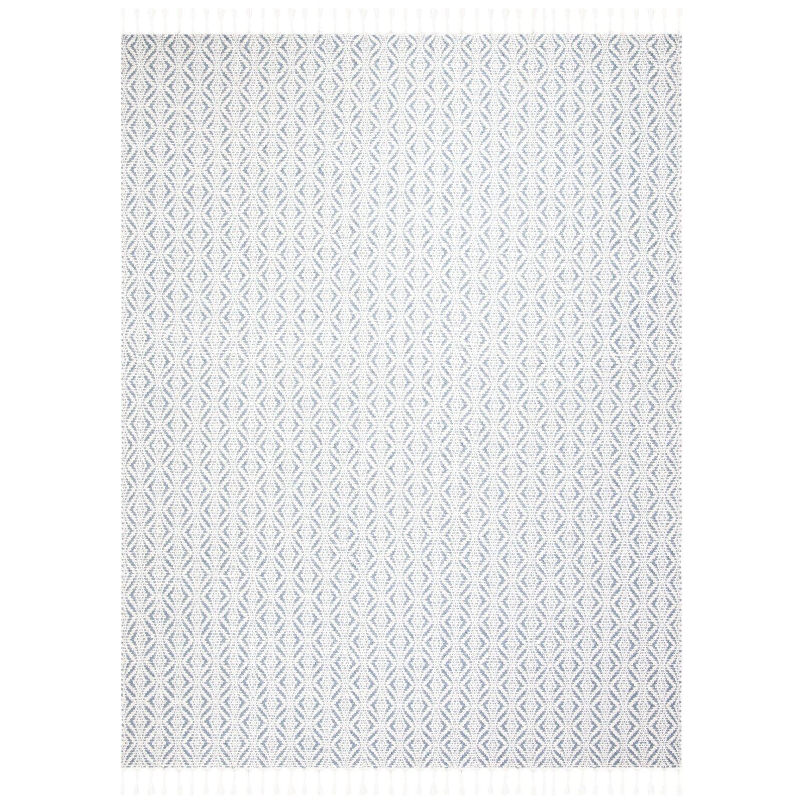 Natura Gray and Blue Hand Loomed Wool Area Rug 3' x 5'