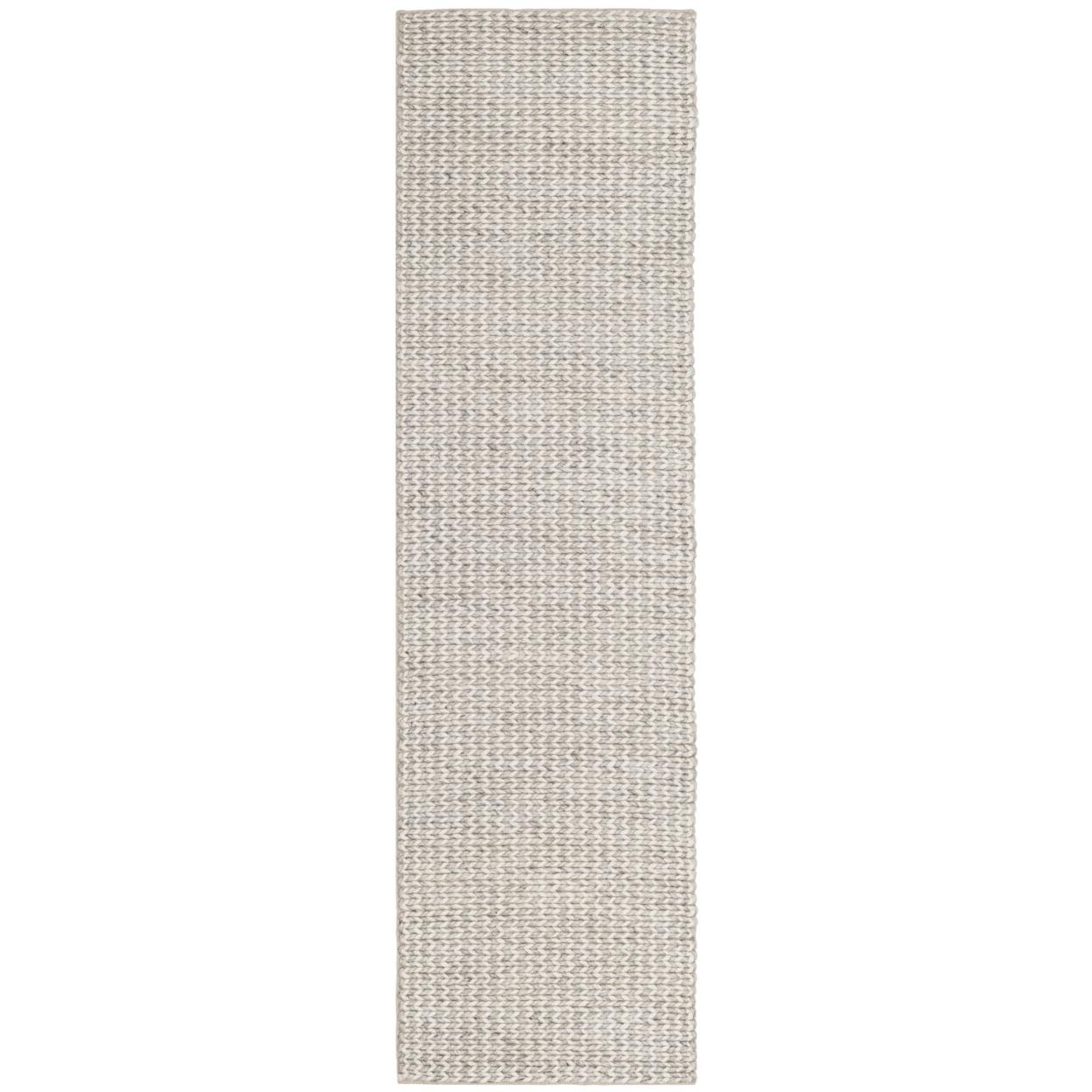 Ivory and Silver Hand-Tufted Wool Runner Rug - 27" x 18"