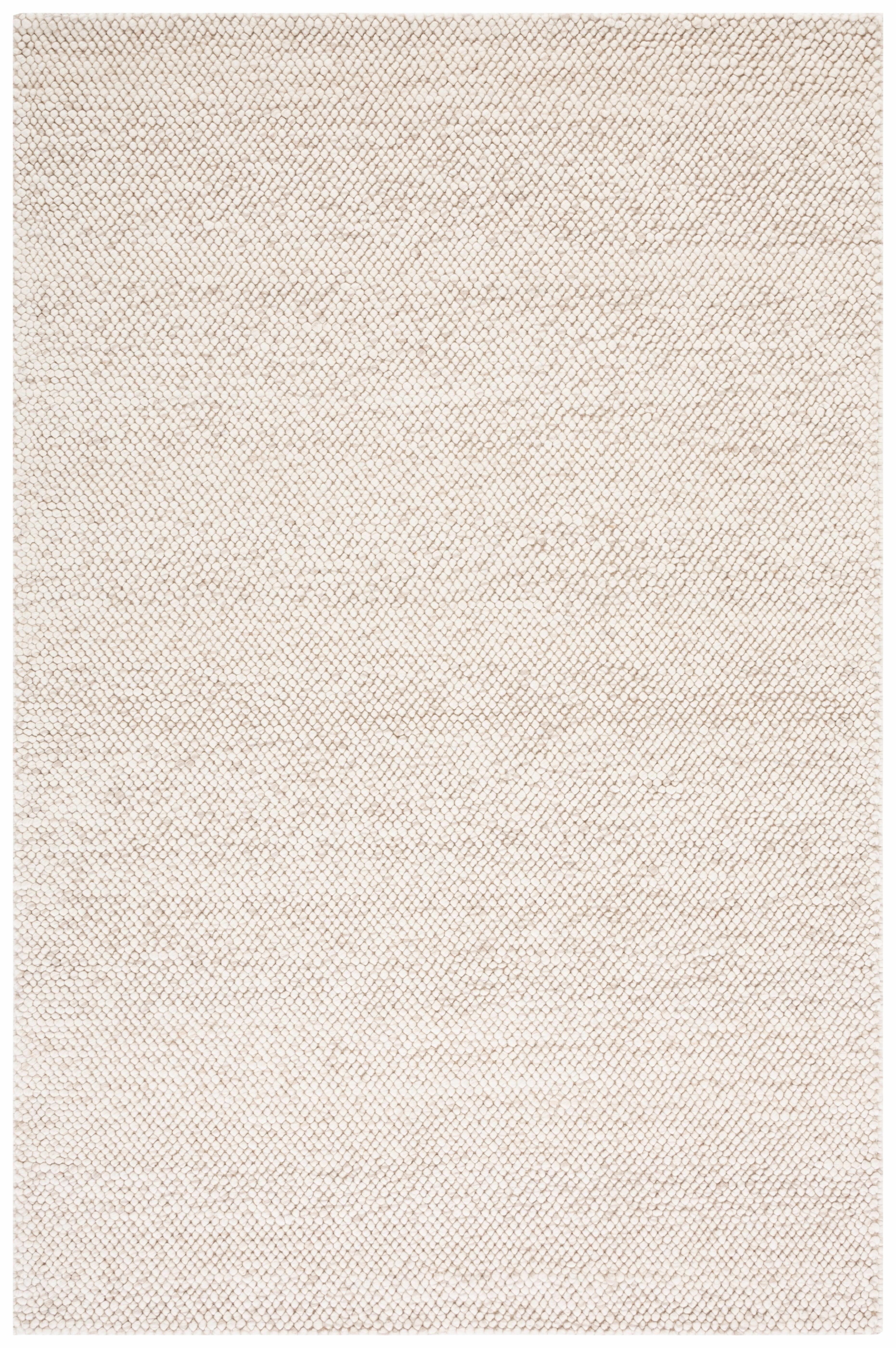 Beige and Ivory Hand-Tufted Wool Area Rug, 5' x 8'