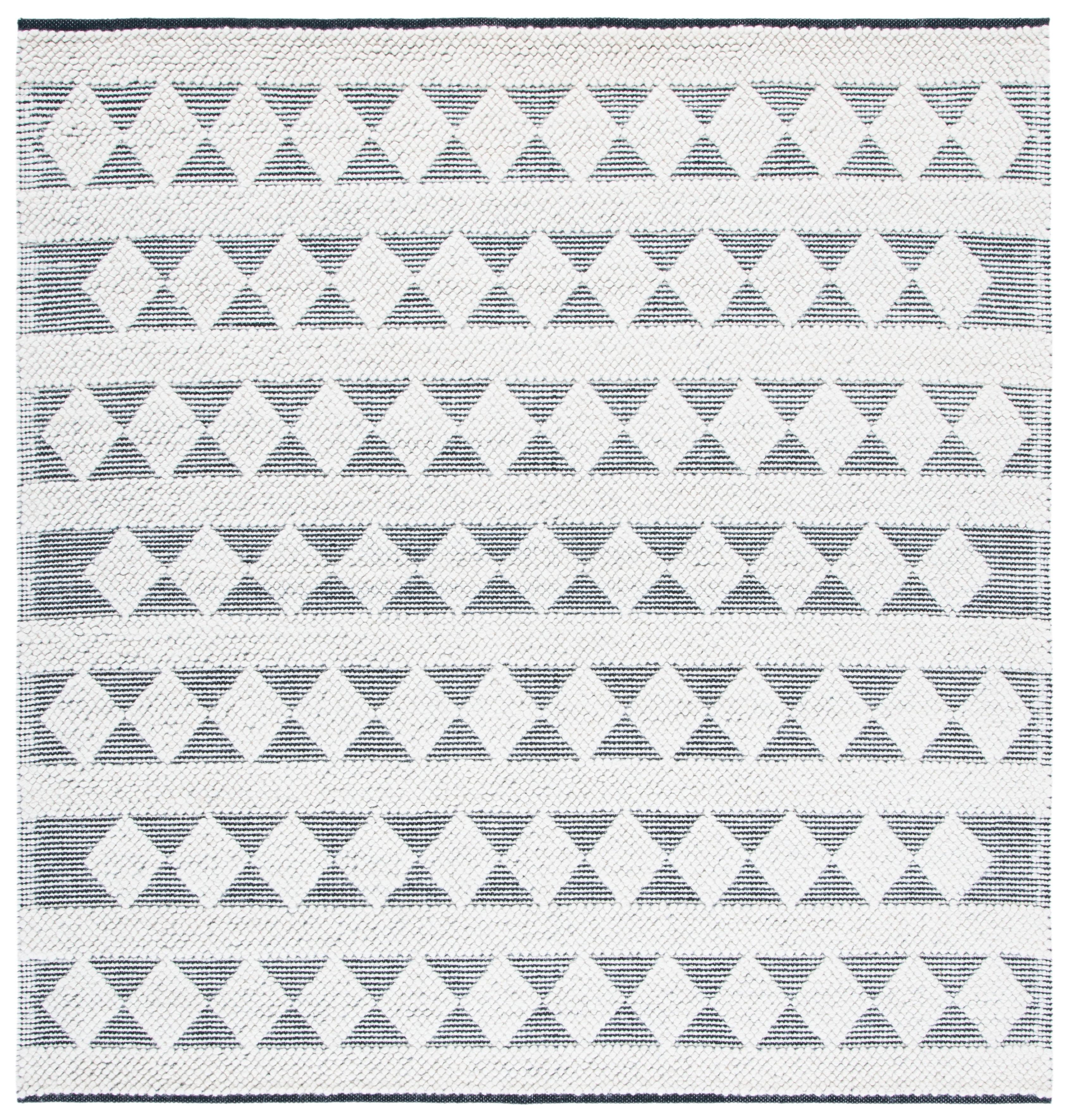 Natura 6' x 6' Black and Ivory Wool Square Area Rug