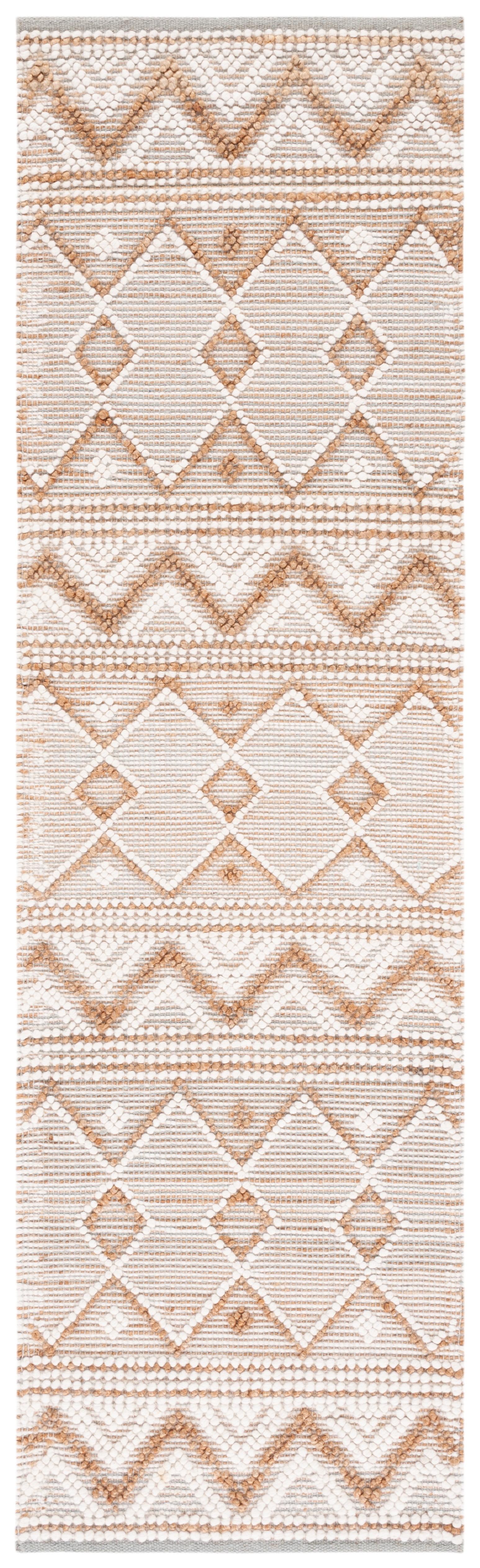 Ivory and Natural Hand-Tufted Wool Runner Rug