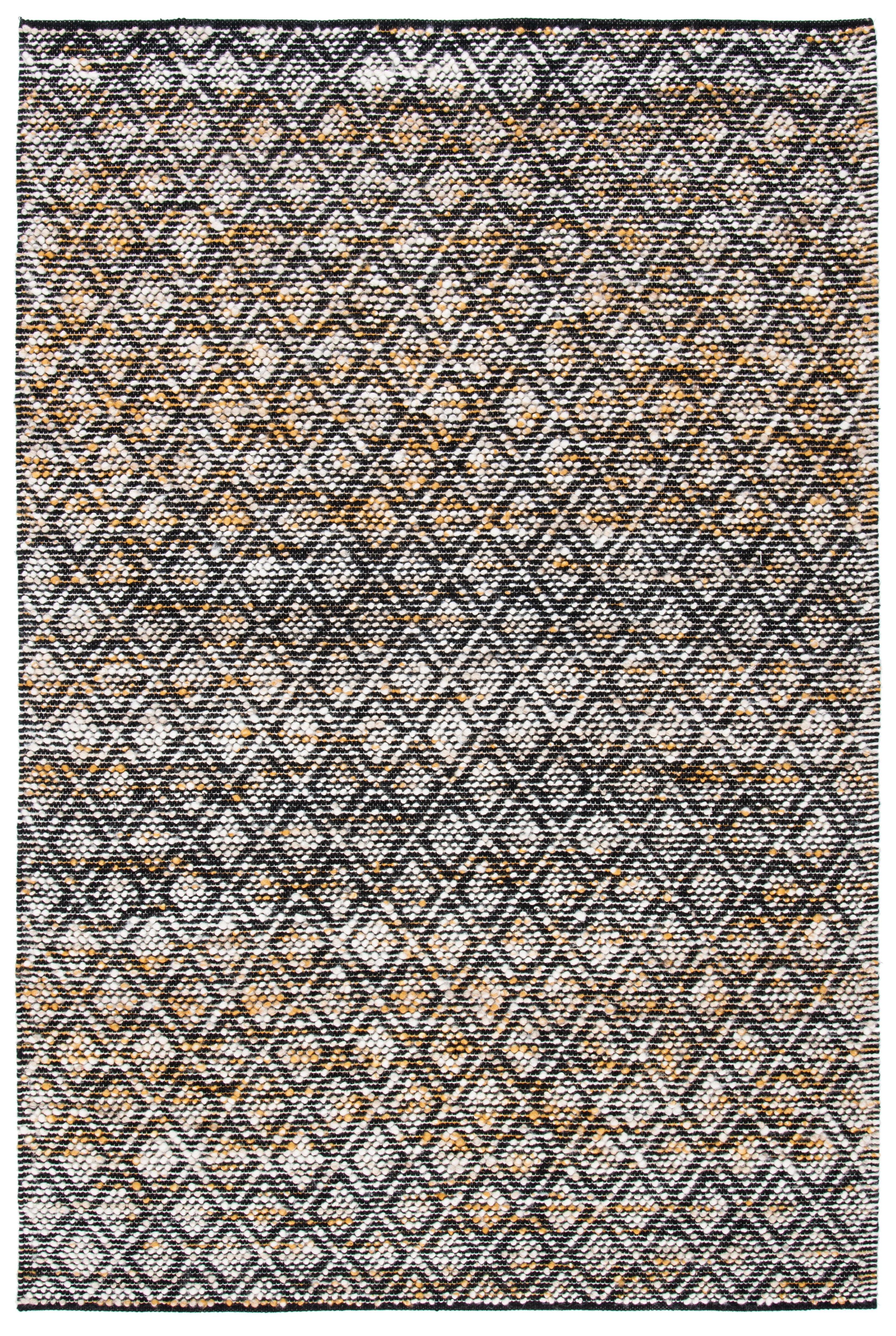 Ivory and Yellow Flat Woven Wool Round Area Rug