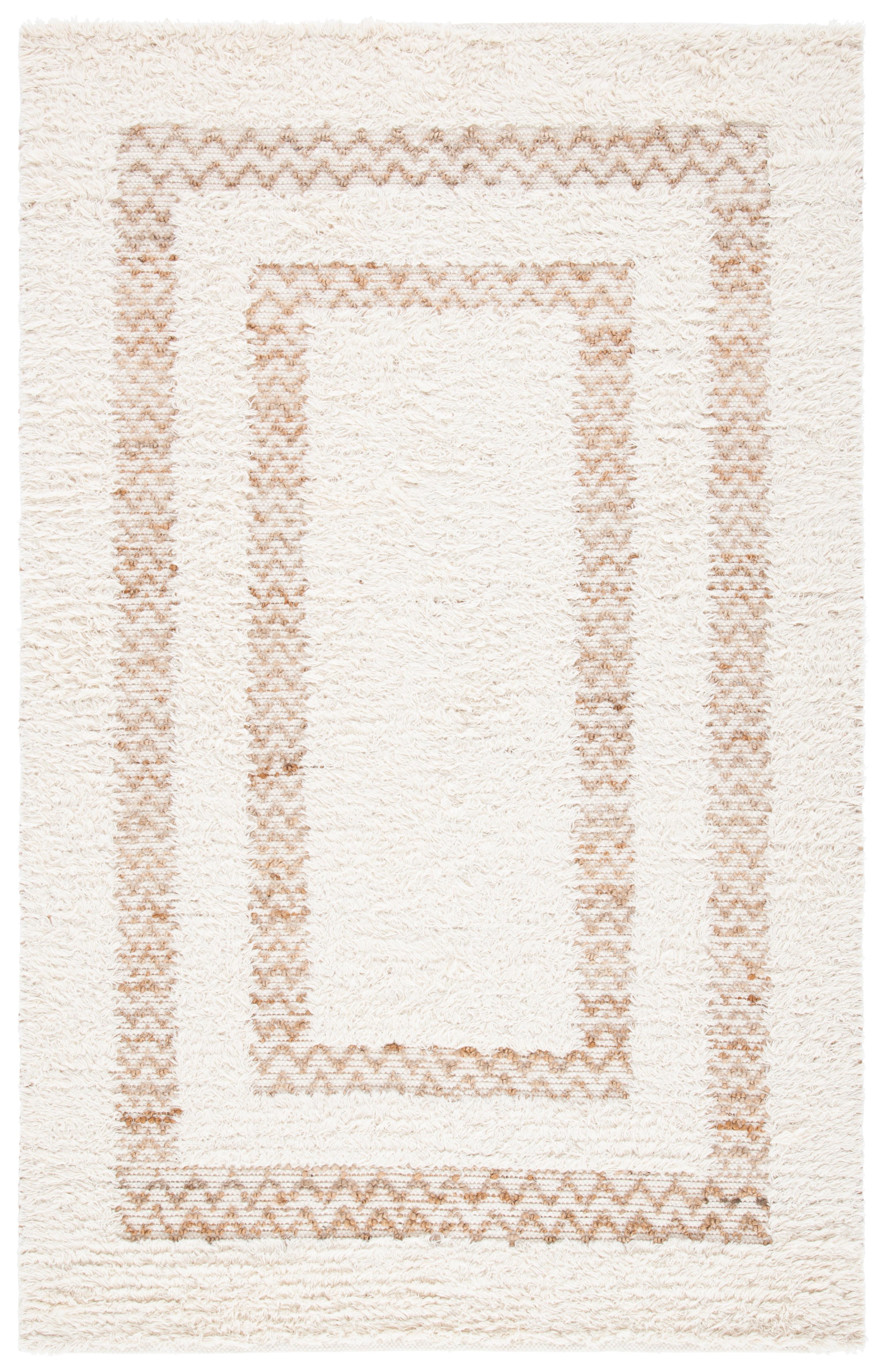 Ivory and Natural Hand-Tufted Wool Area Rug, 3' x 5'