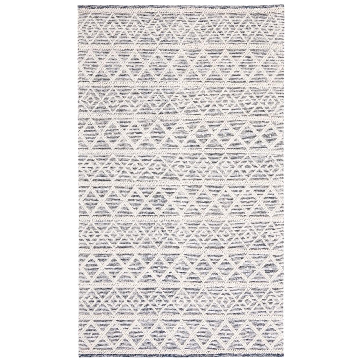 Ivory Square Coastal Hand-Tufted Wool Rug 6'