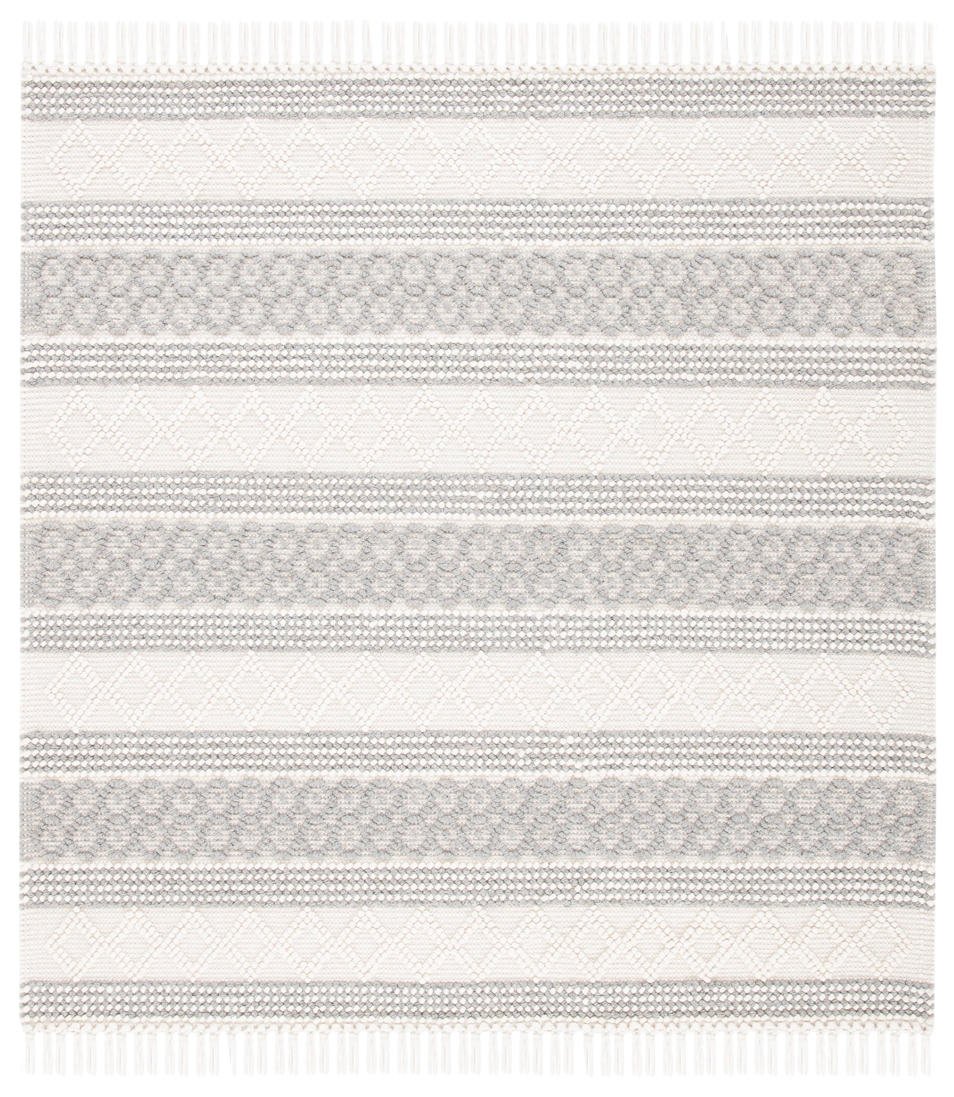 Hand-Tufted Reversible Gray Wool Square Rug, 6' x 6'