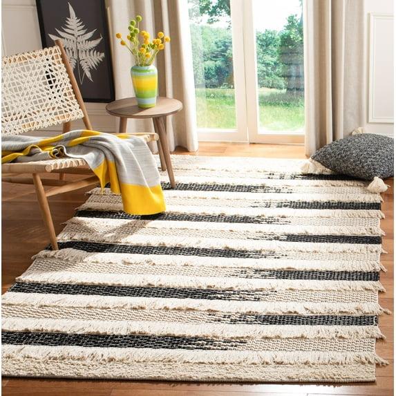Gracie Oaks Jessen Natura Hand Woven Cotton Striped Rug