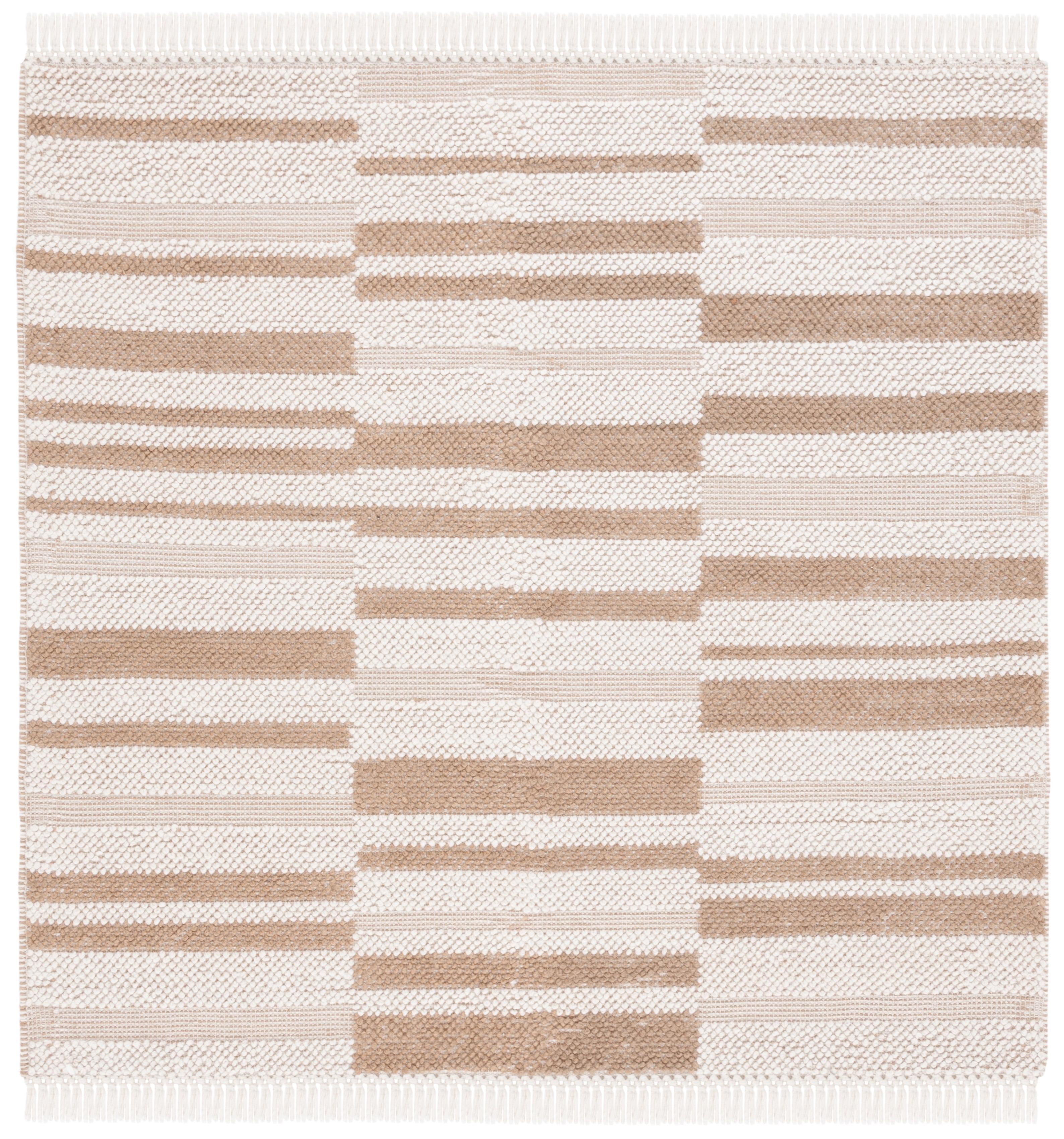 Natura NAT225 Flat Weave Indoor Area Rug - Ivory/Light Brown - 6'x6' - Safavieh