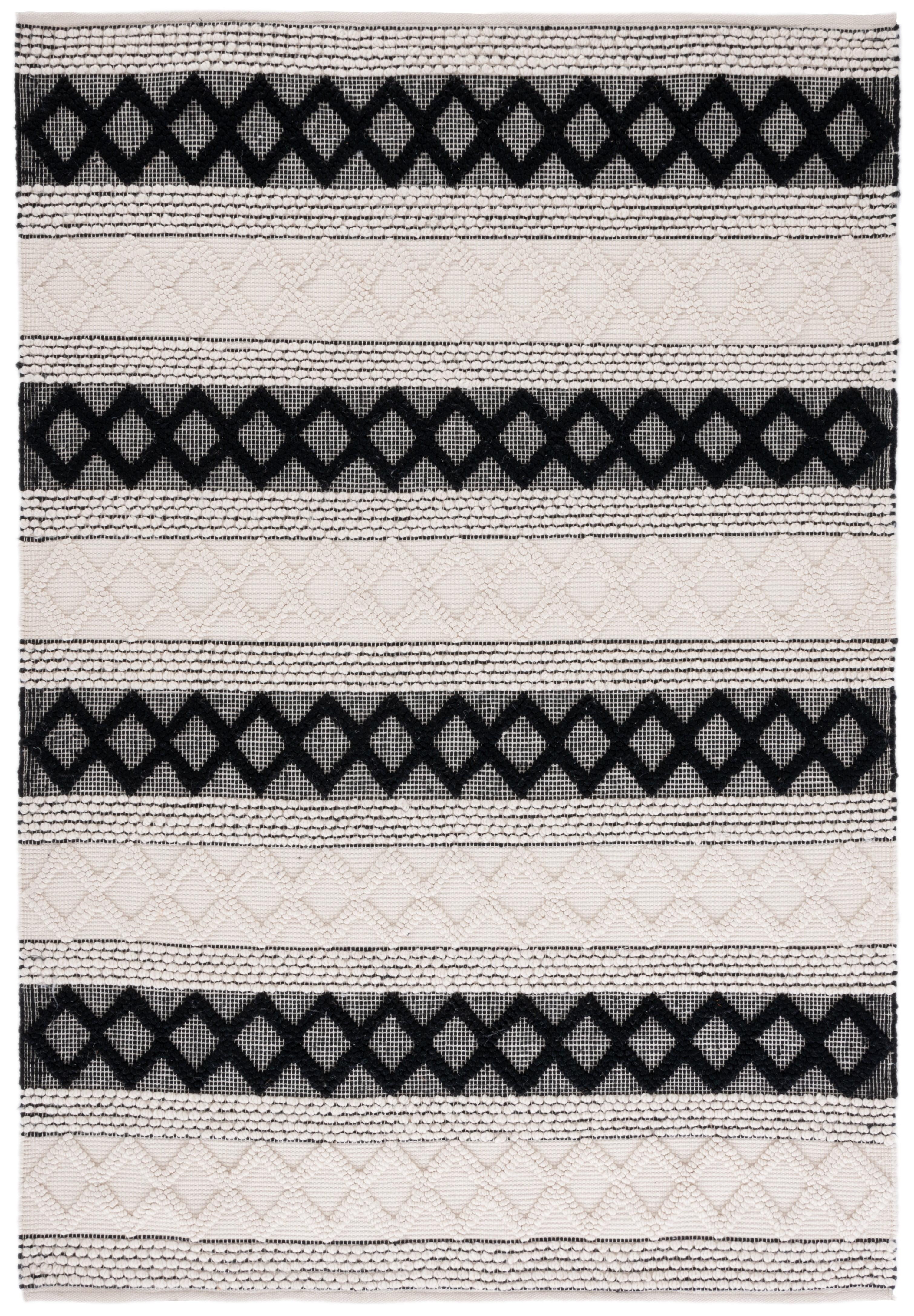 Hand Woven 80% Wool, 20% Cotton Geometric Rug