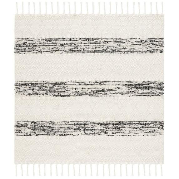 Natura NAT298 Hand Woven Indoor Area Rug - Ivory/Black - 6'x6' - Safavieh